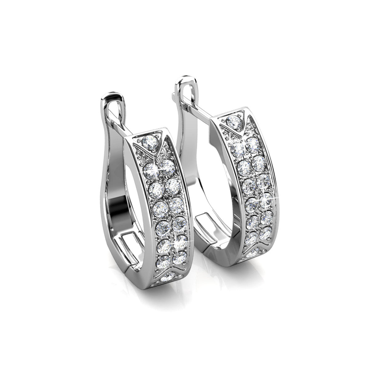 Sawyer 18k White Gold Plated Crystal Hoop Earrings with Swarovski Crystals for Women