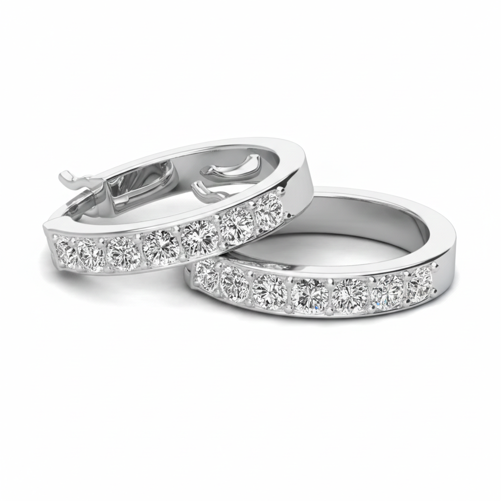 Presley 18k White Gold Plated 17mm Hoop Earrings with Swarovski Crystals