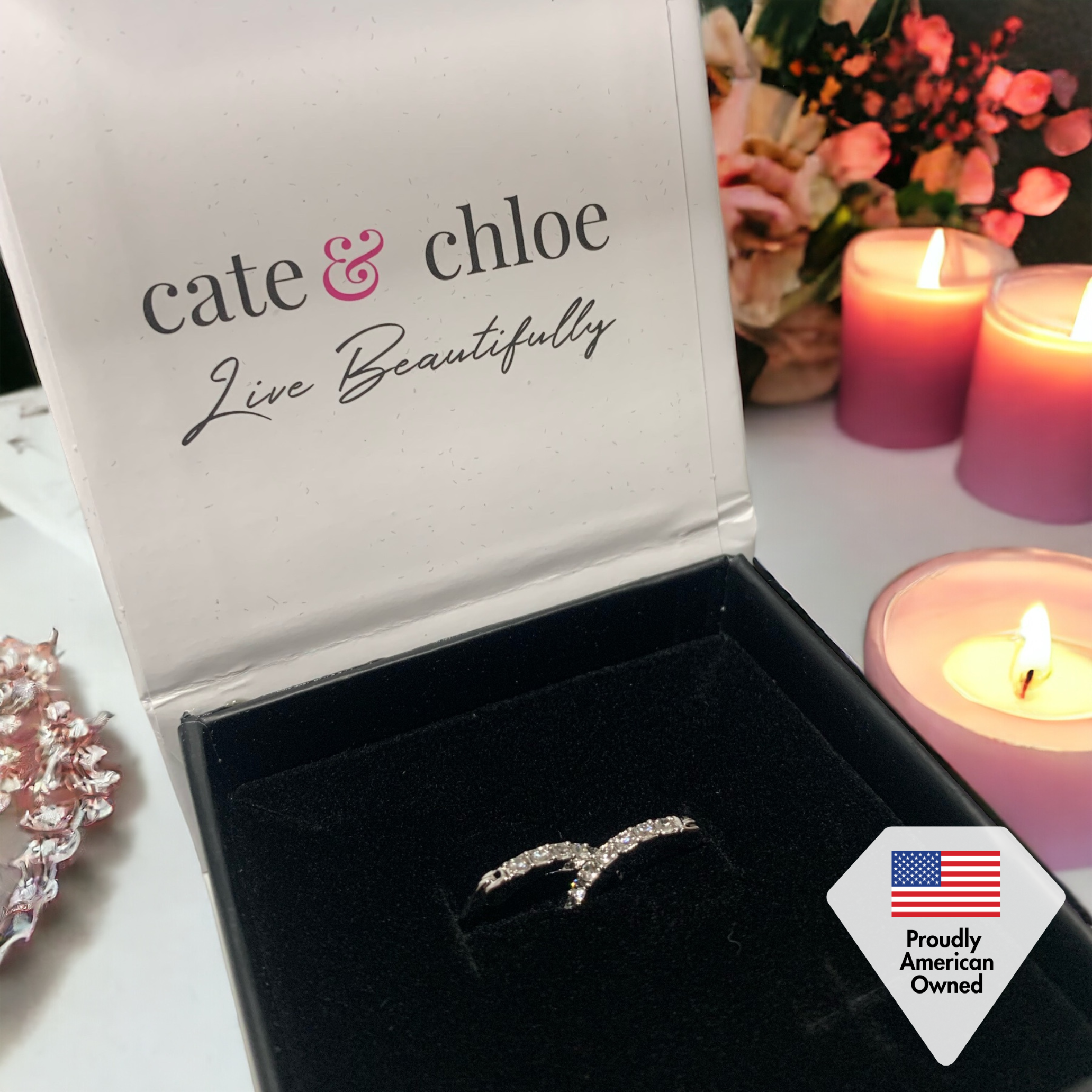 Presley 18k White Gold Plated 17mm Hoop Earrings with Swarovski Crystals