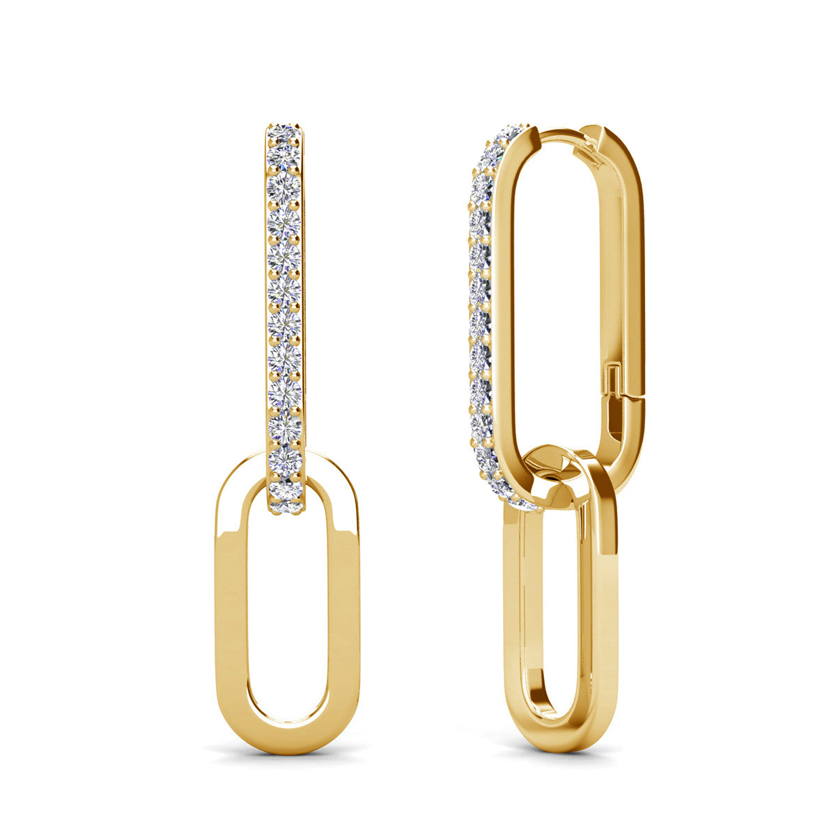Remington 18k White Gold Plated Dangle Chain Link Earrings with Swarovski Crystals