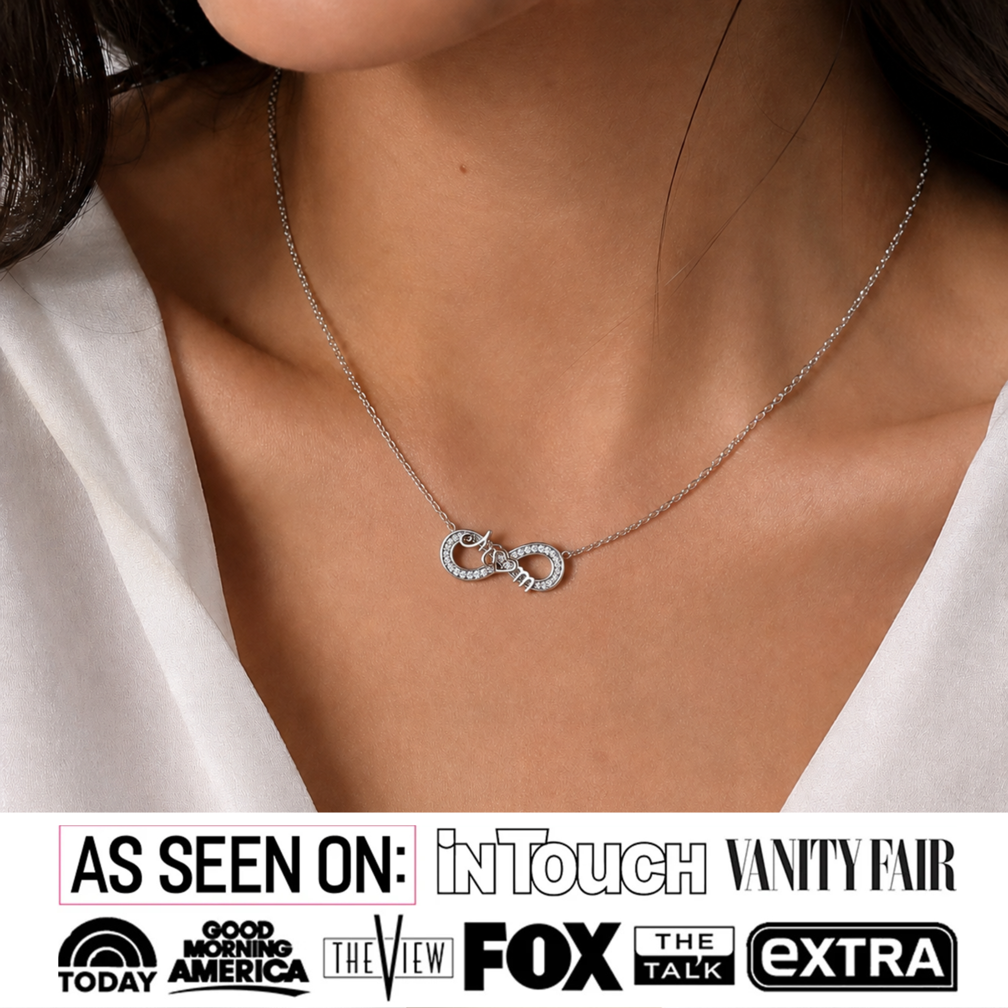 Robin 18k White Gold Plated Infinity Necklace with Swarovski Crystals & Heartfelt Message for Mom