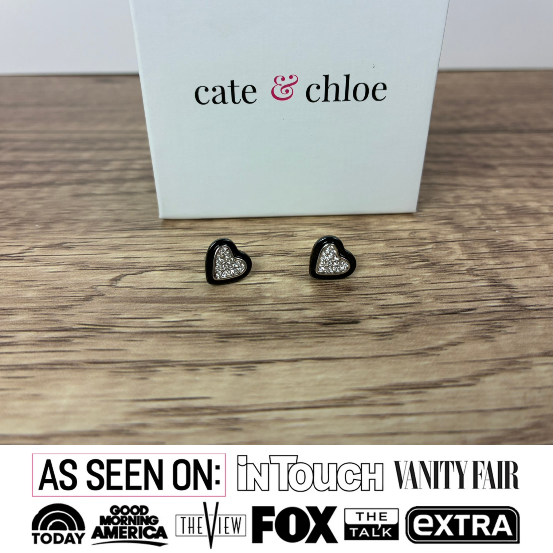 Rory 18k white gold heart halo stud earrings