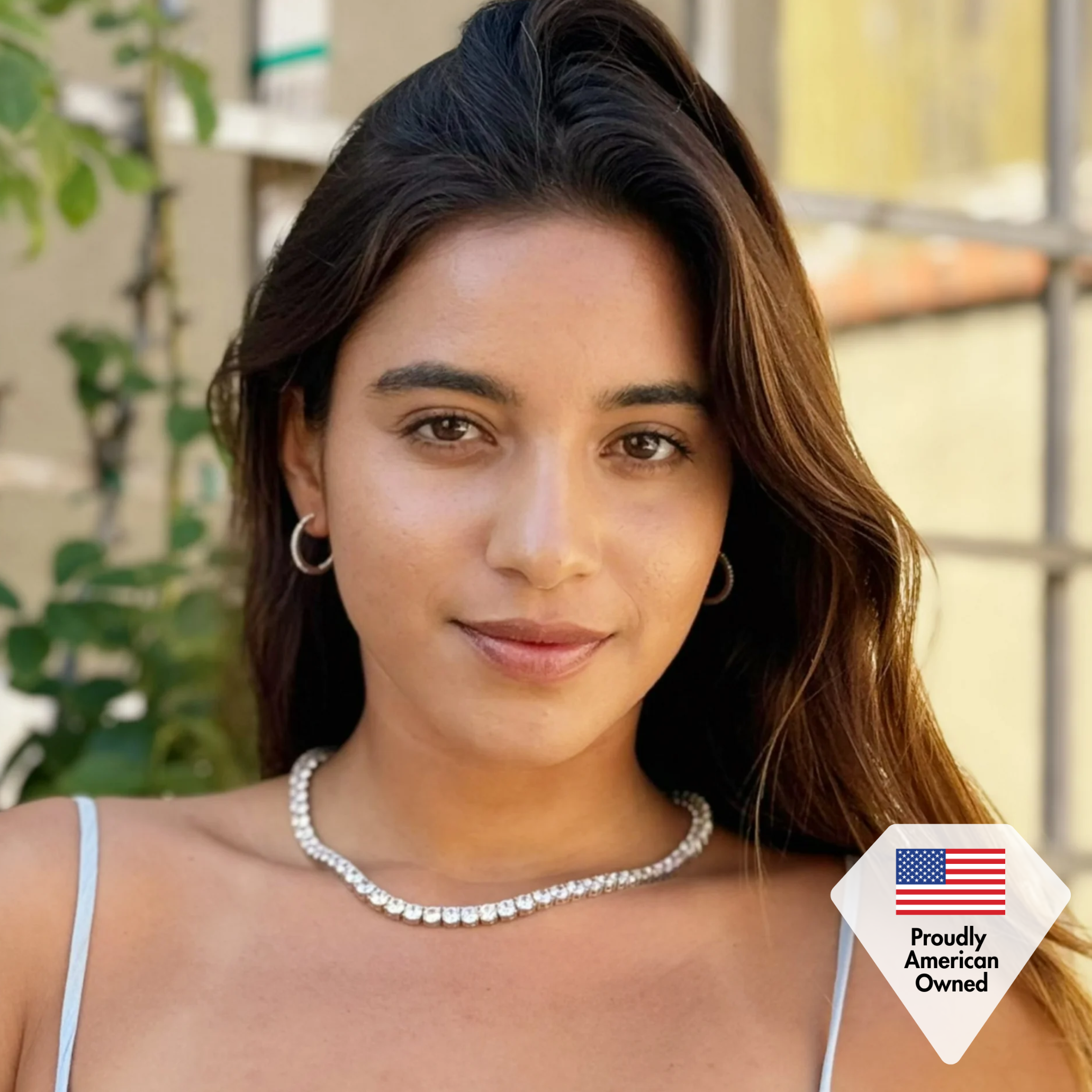 Rosalyn 18k White Gold Plated 20mm Hoop Earrings with Swarovski Crystals