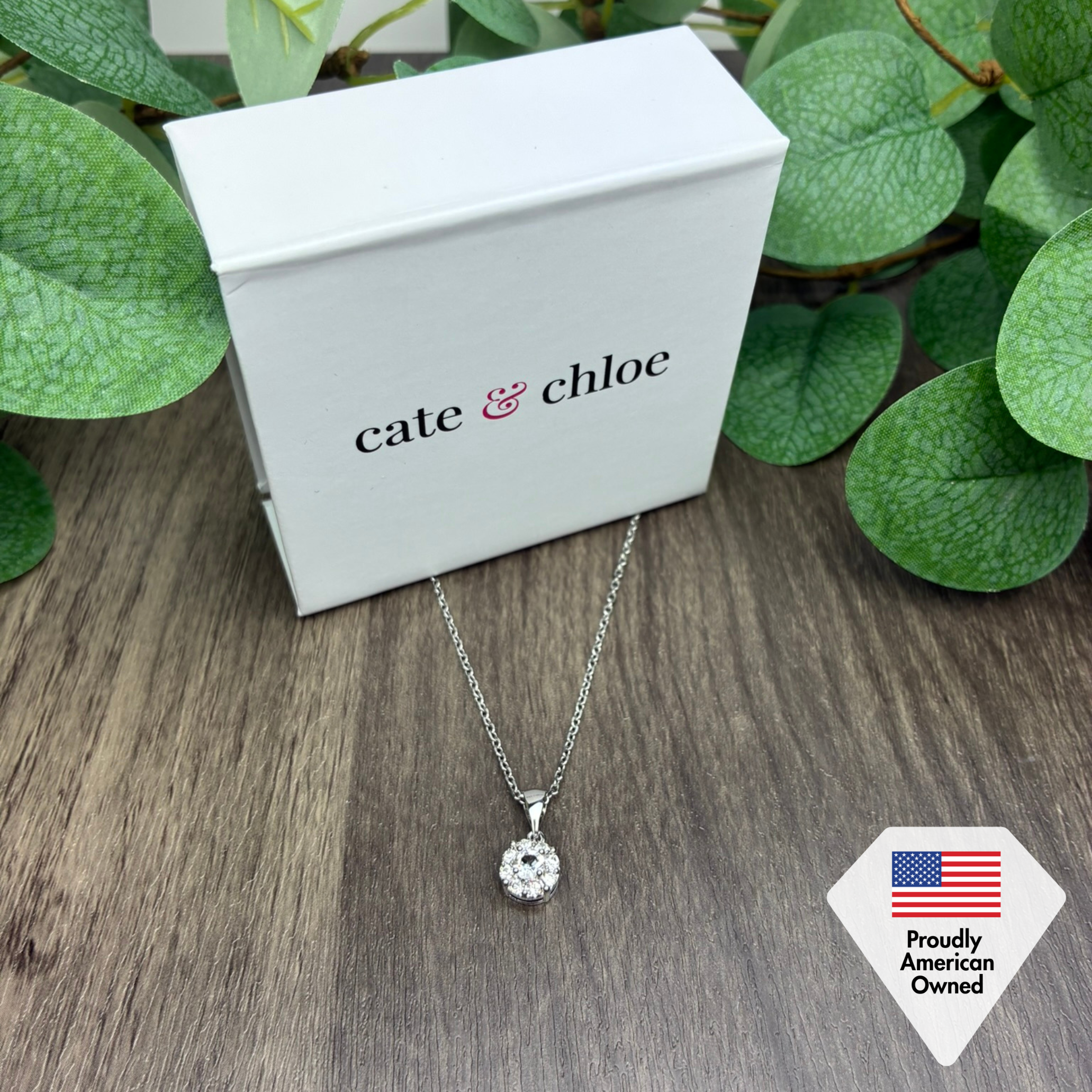 Ruth 18k White Gold Plated Silver Pendant Necklace with Swarovski Crystals