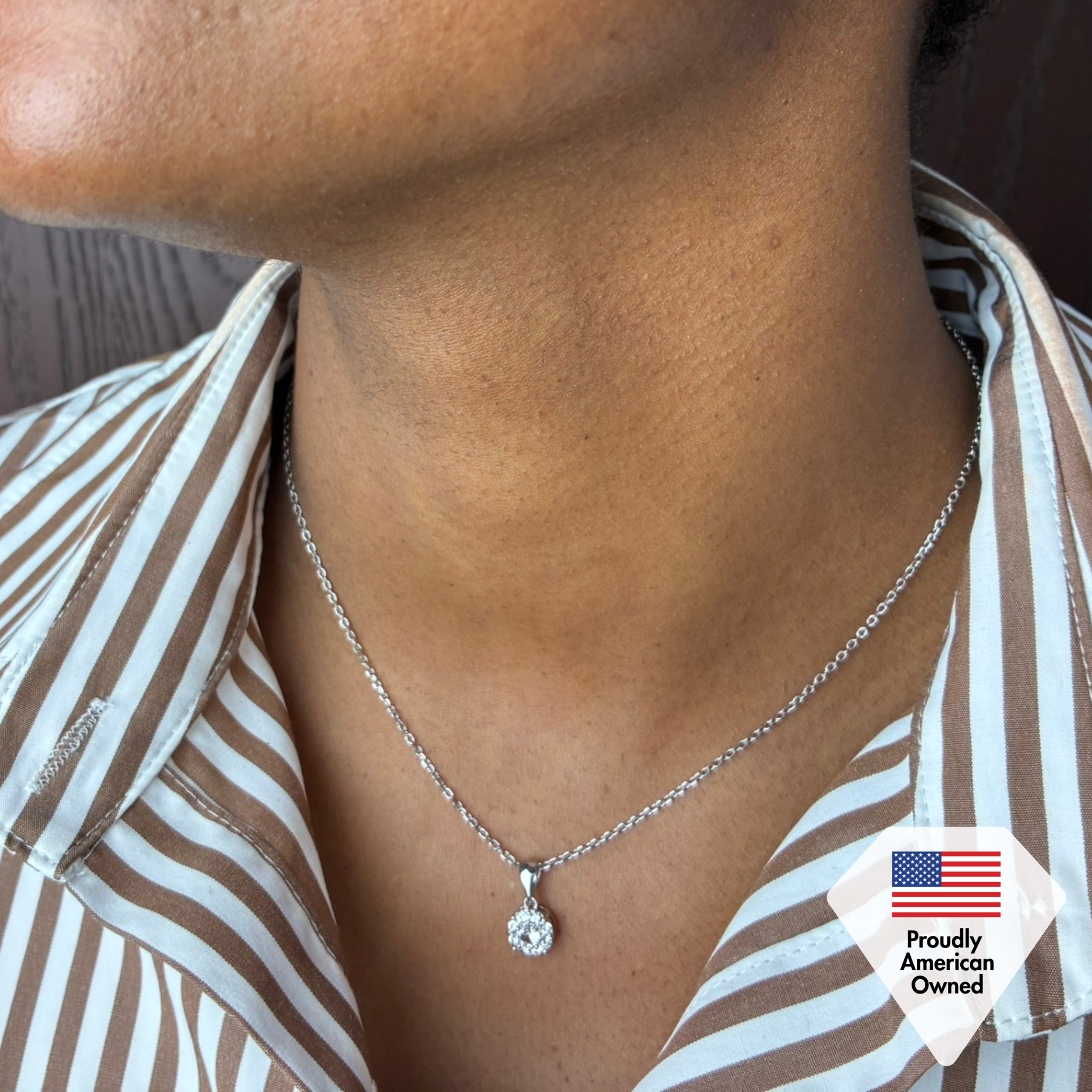 Ruth 18k White Gold Plated Silver Pendant Necklace with Swarovski Crystals