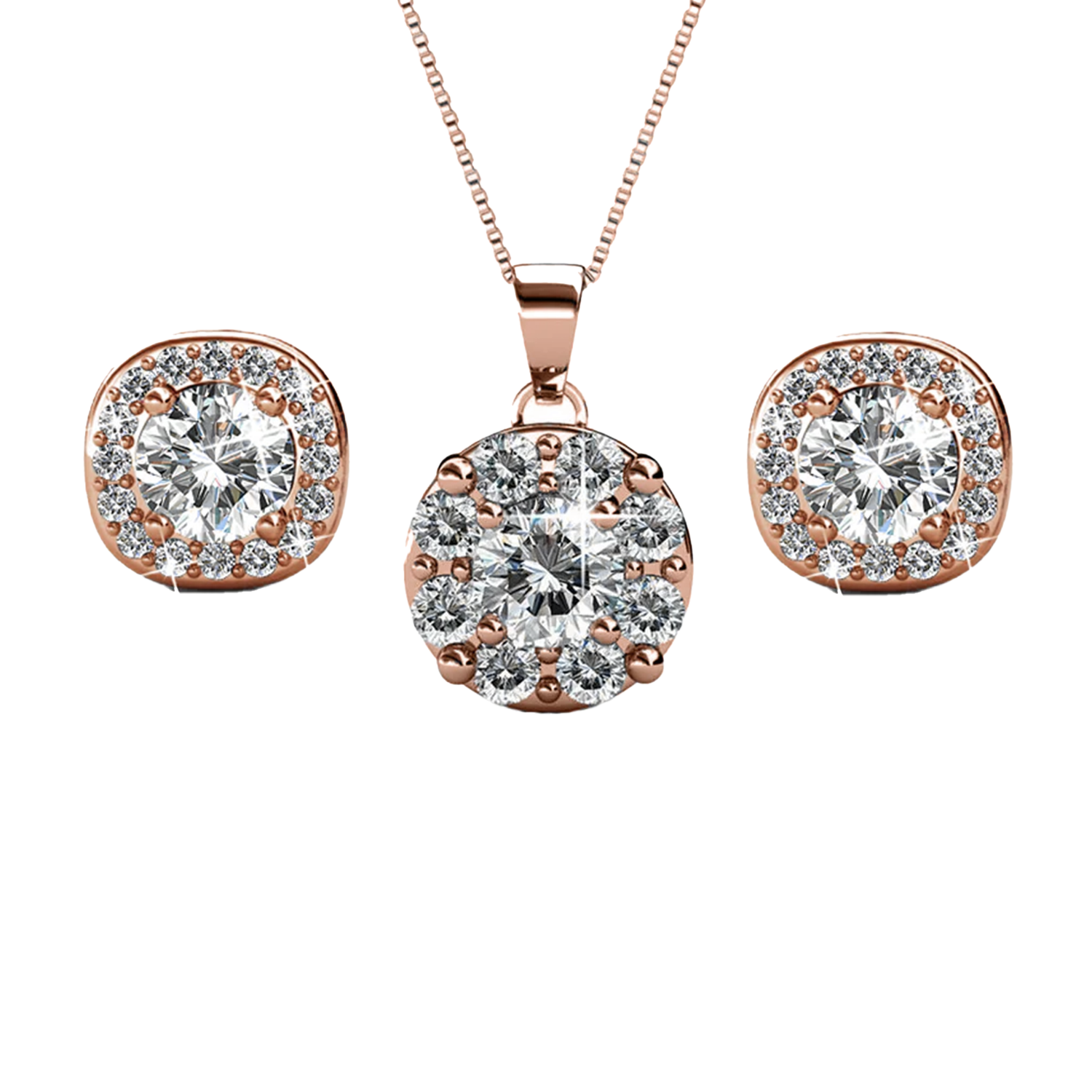 Ruth 18k White Gold Swarovski Crystal Earrings and Necklace Jewelry Set