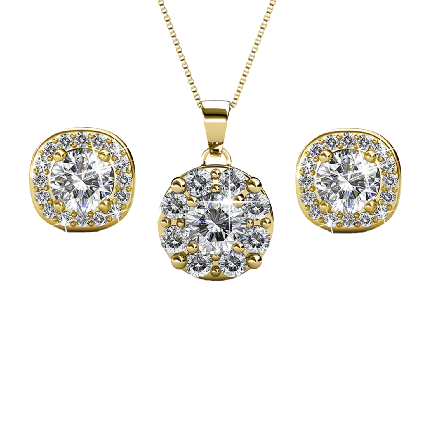 Ruth 18k White Gold Swarovski Crystal Earrings and Necklace Jewelry Set