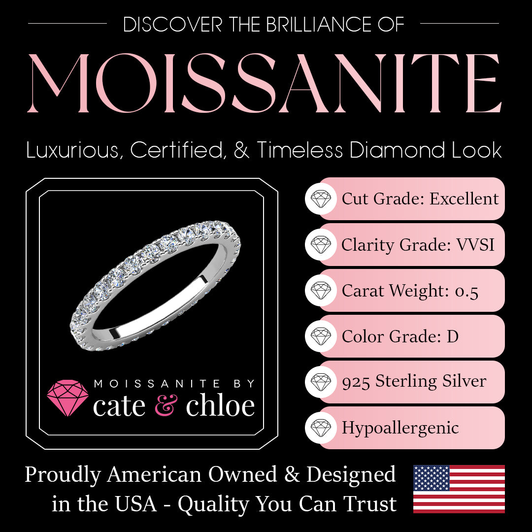 Moissanite by Cate & Chloe Sadie Sterling Silver Ring with Moissanite Crystals