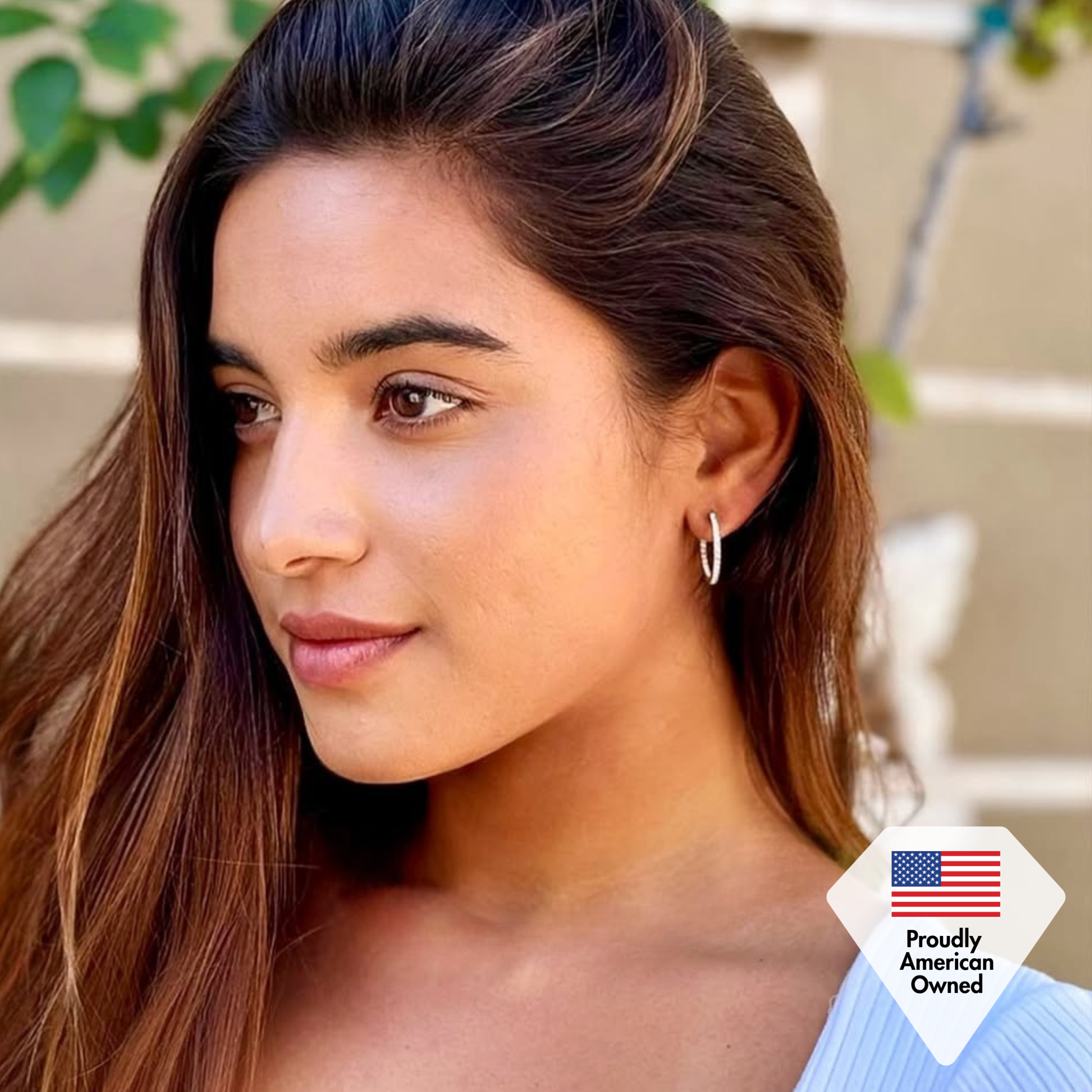 Rosalyn 18k White Gold Plated 20mm Hoop Earrings with Swarovski Crystals