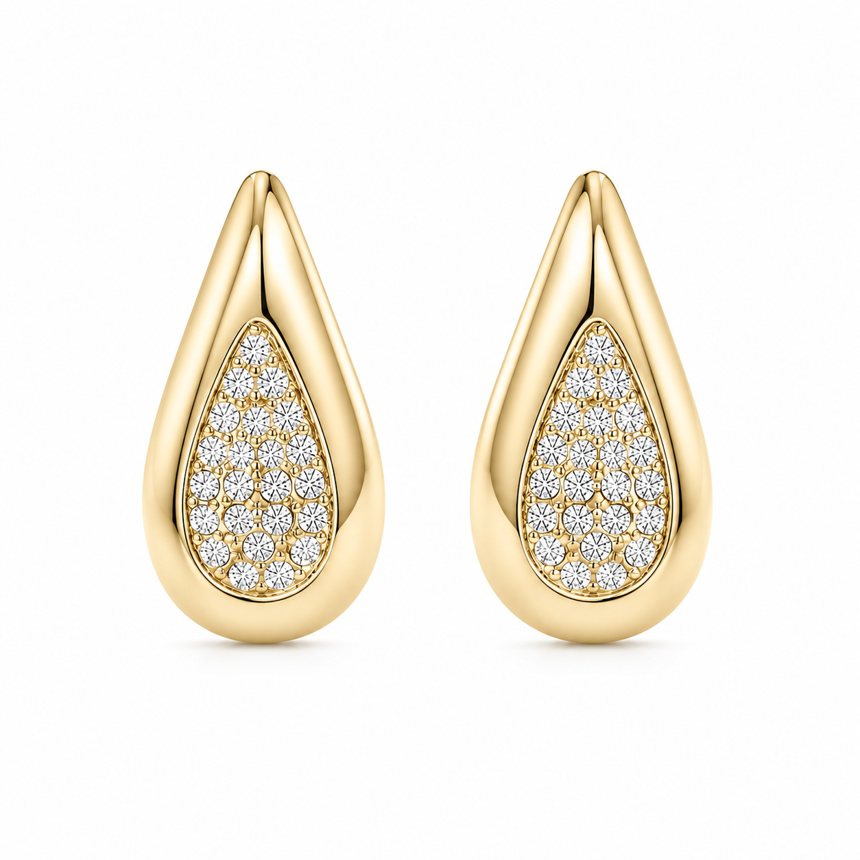 Sally 18k White Gold Plated Tear drop Stud Earrings with Swarovski Crystals