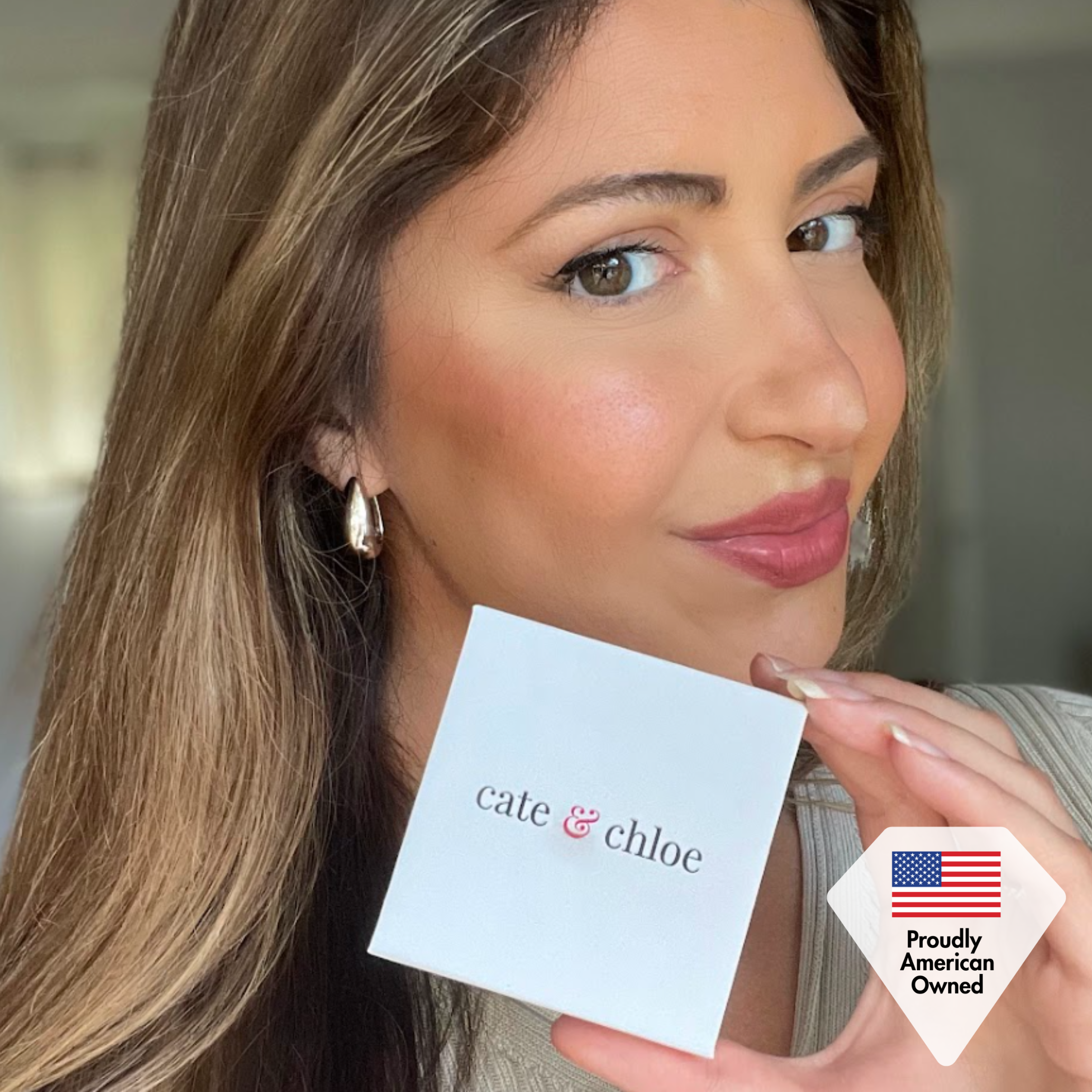 Salma 18k White Gold Plated 15mm Chunky U-Shaped Hoop Earrings