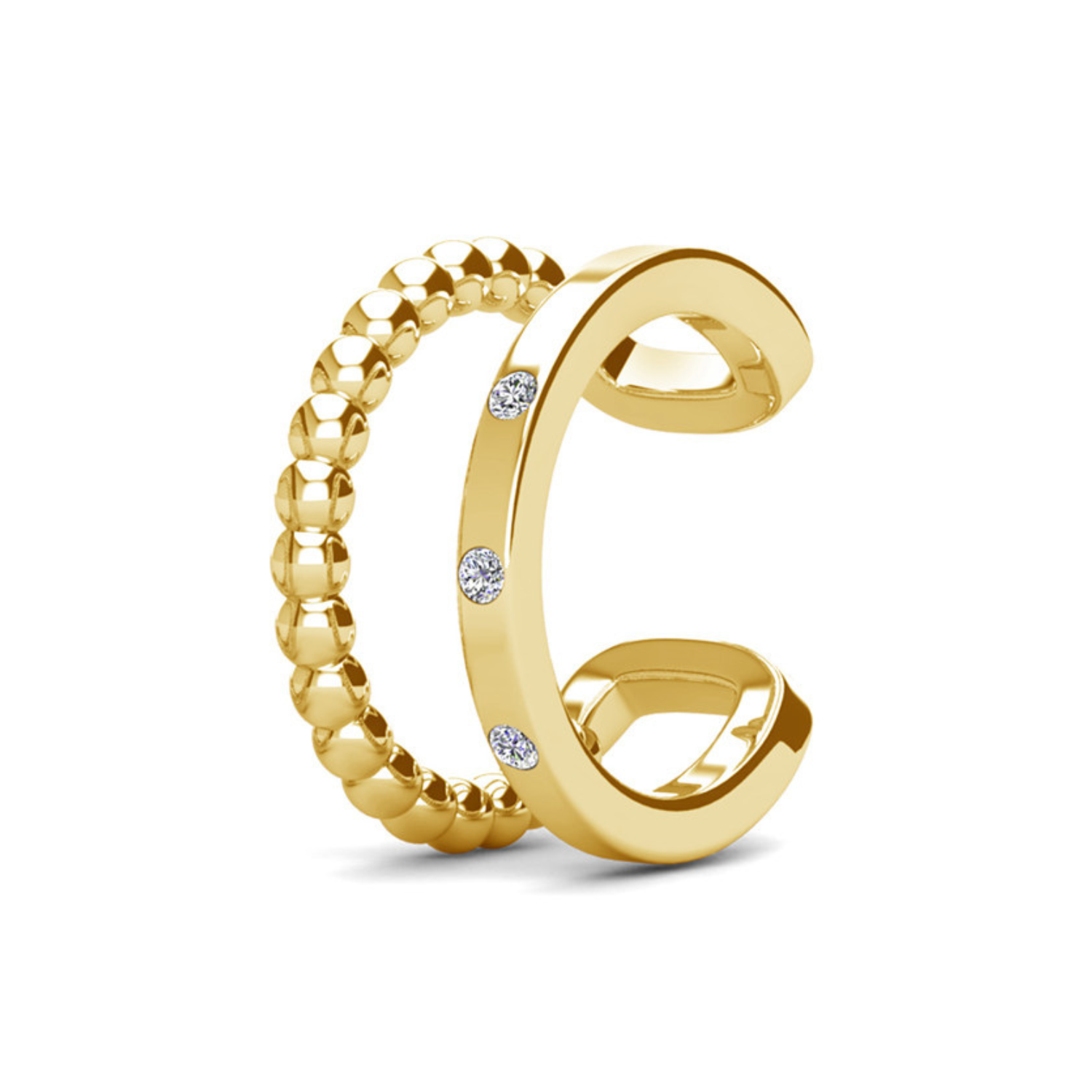 Pack of 2 - Sasha and Gloria 18k White Gold Plated 10mm Hoop Ear Cuffs with Swarovski Crystals