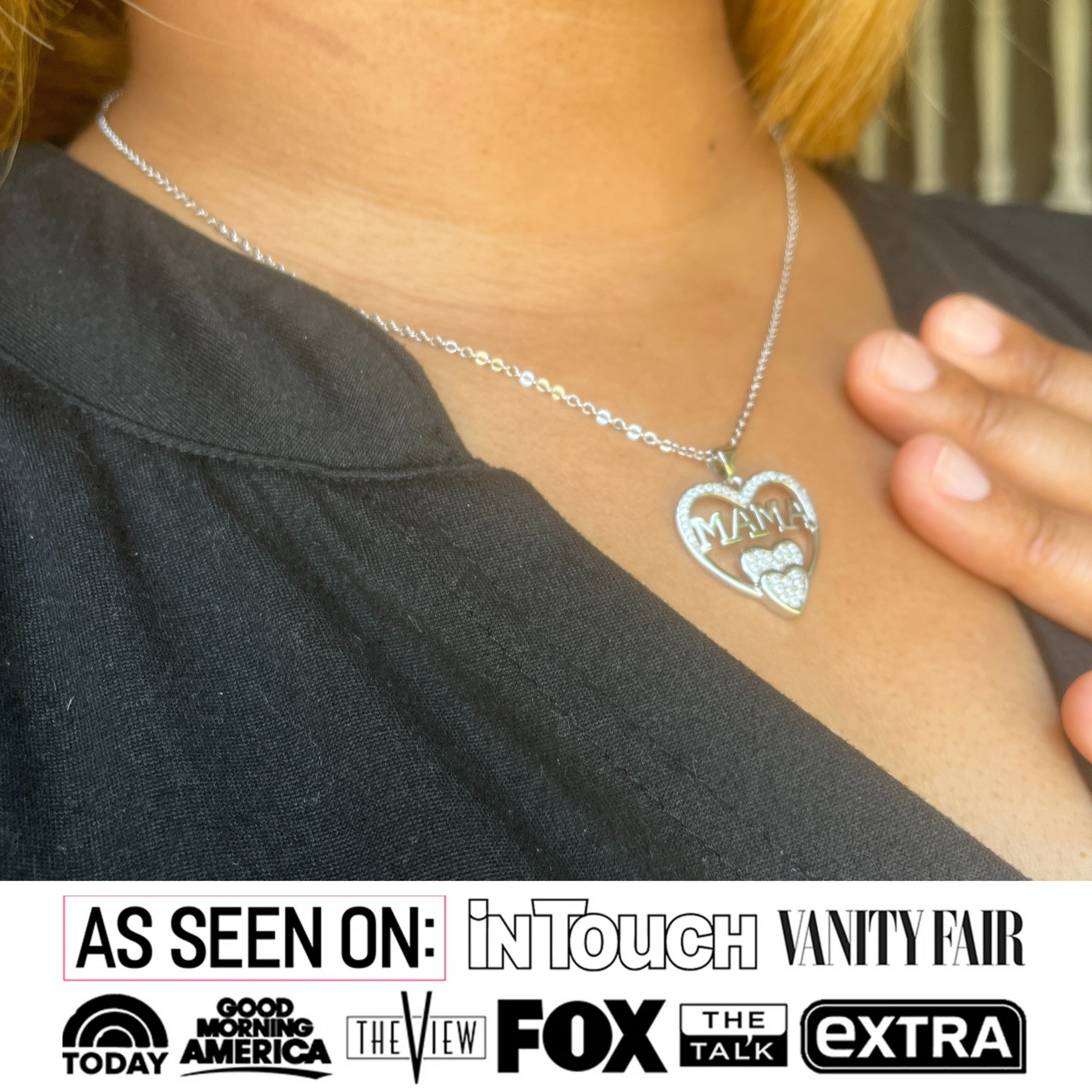 Selena 18k White Gold Plated Mama Heart Pendant Necklace with Simulated Diamond Crystals