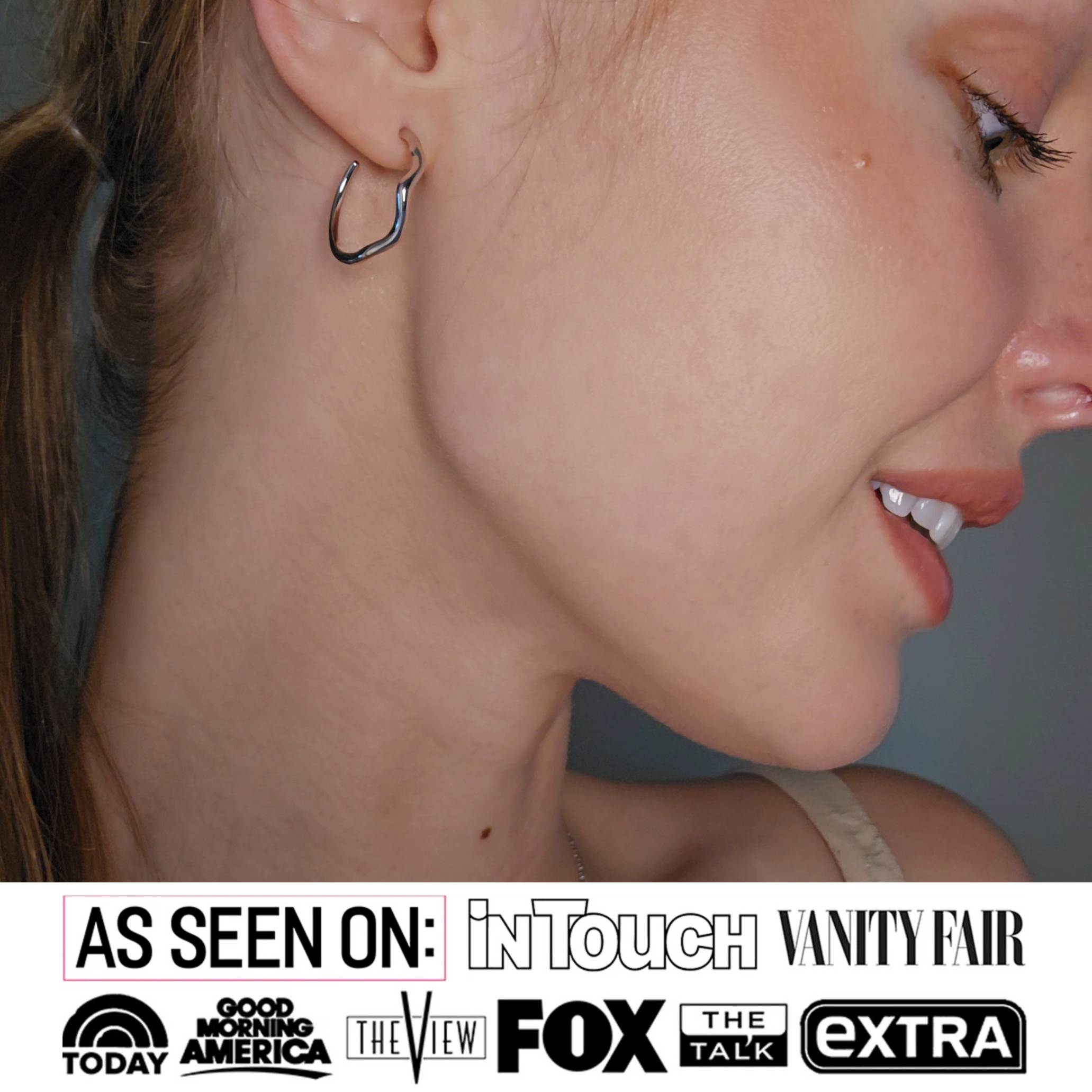 Serena 18k White Gold Plated 22mm Wavy Hoop Earrings