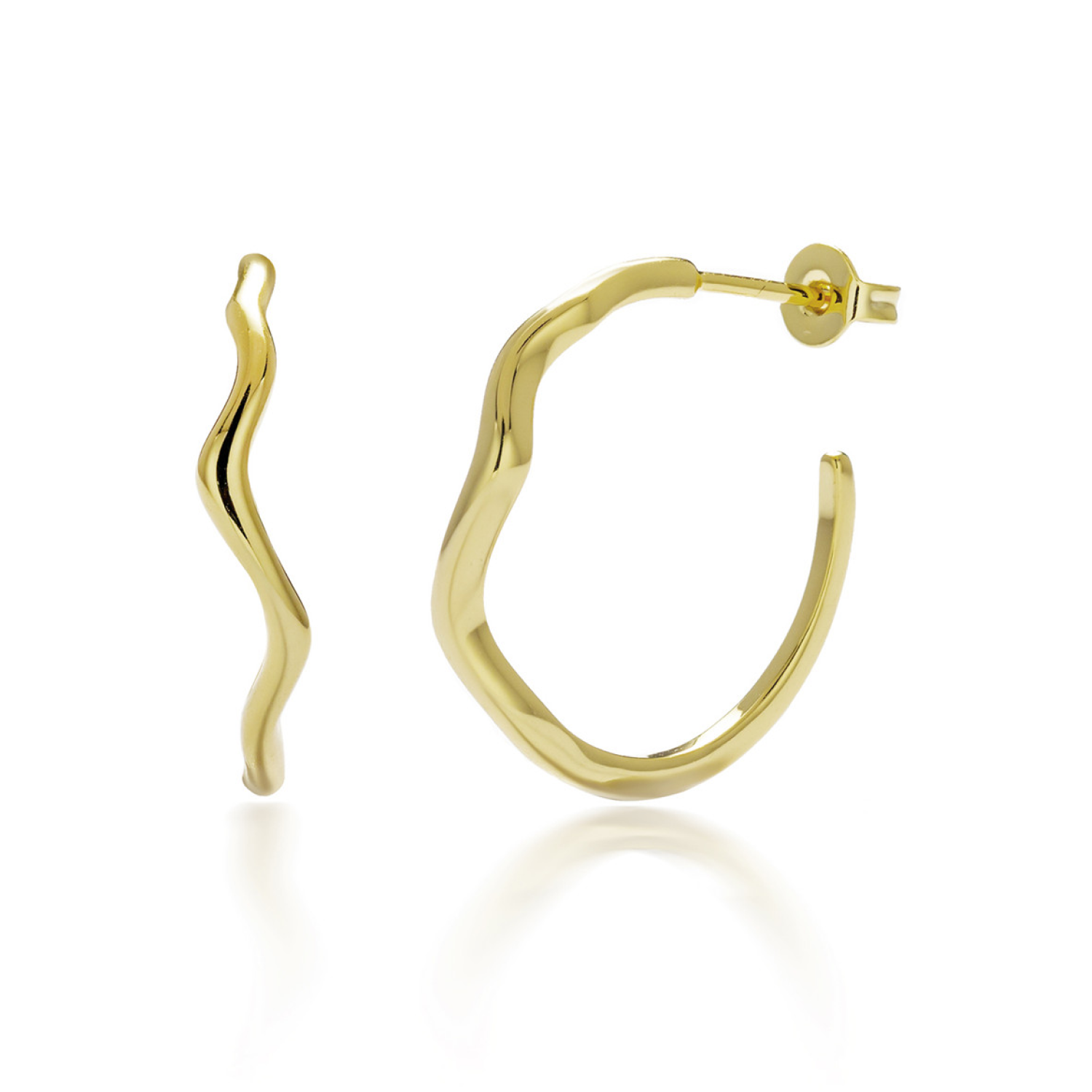 Serena 18k White Gold Plated 22mm Wavy Hoop Earrings