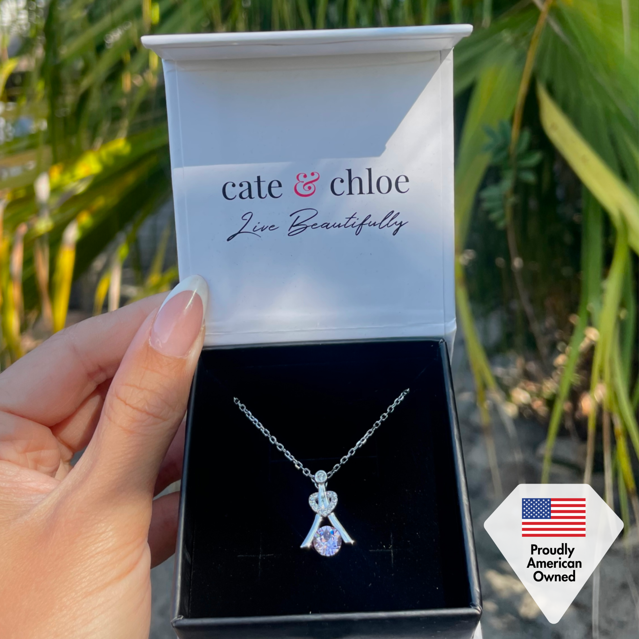 Serenity Birthstone 18k White Gold Plated Necklace with Round Cut Swarovski Crystals