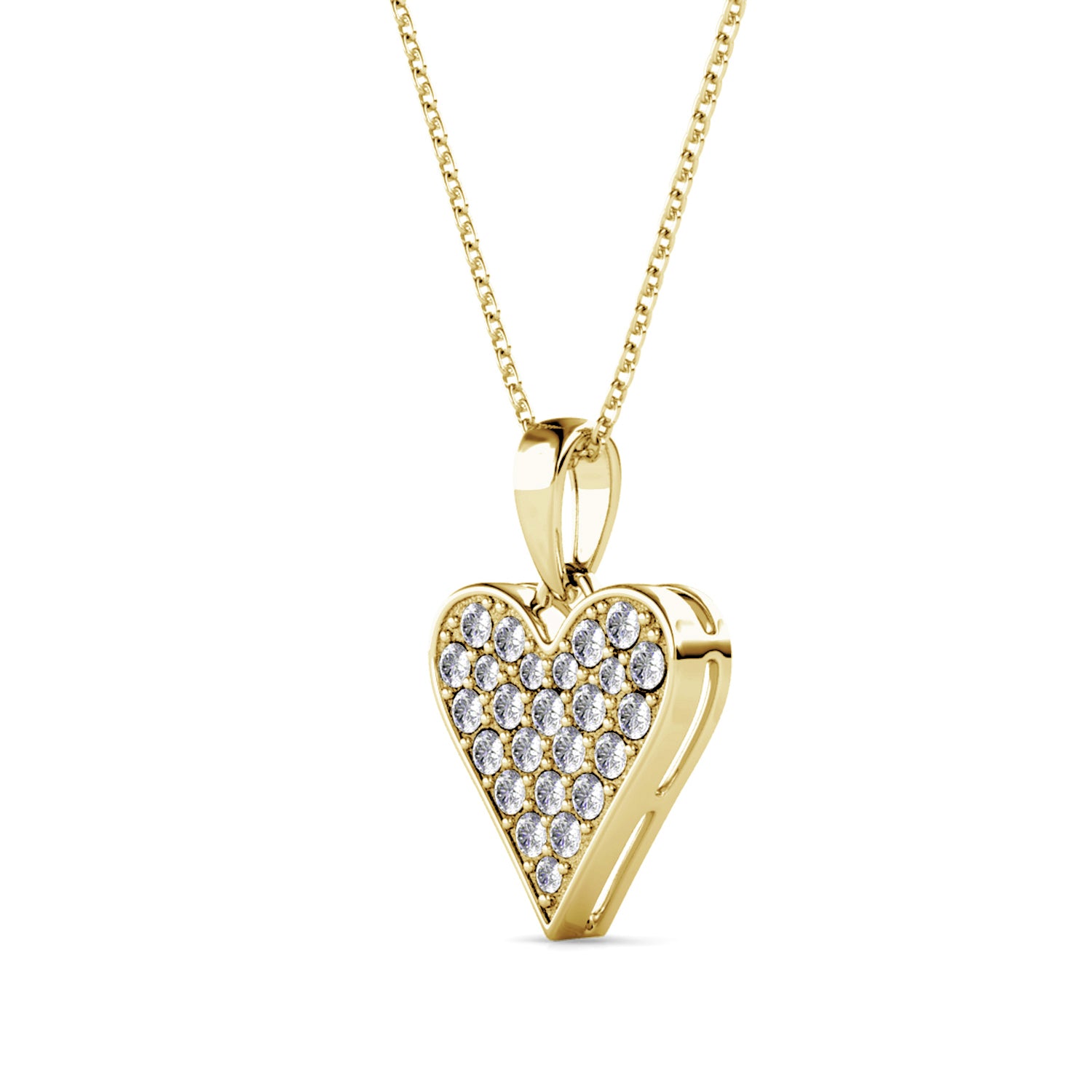 Cecilia 18 White Gold Plated Heart / Spade Necklace with Crystals