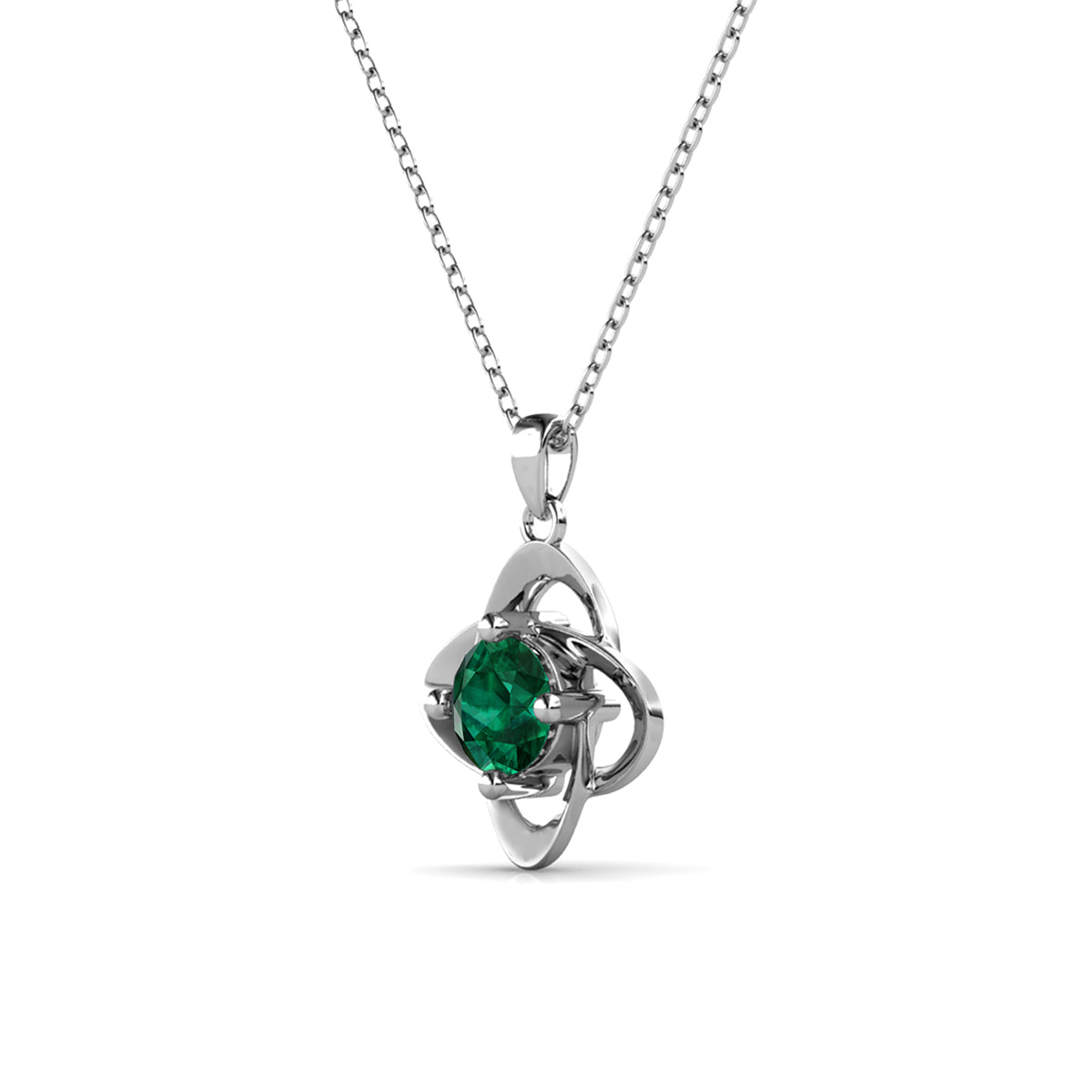 Infinity May Birthstone Emerald Necklace 18k White Gold Plated Silver Birthstone Necklace with Swarovski Crystal