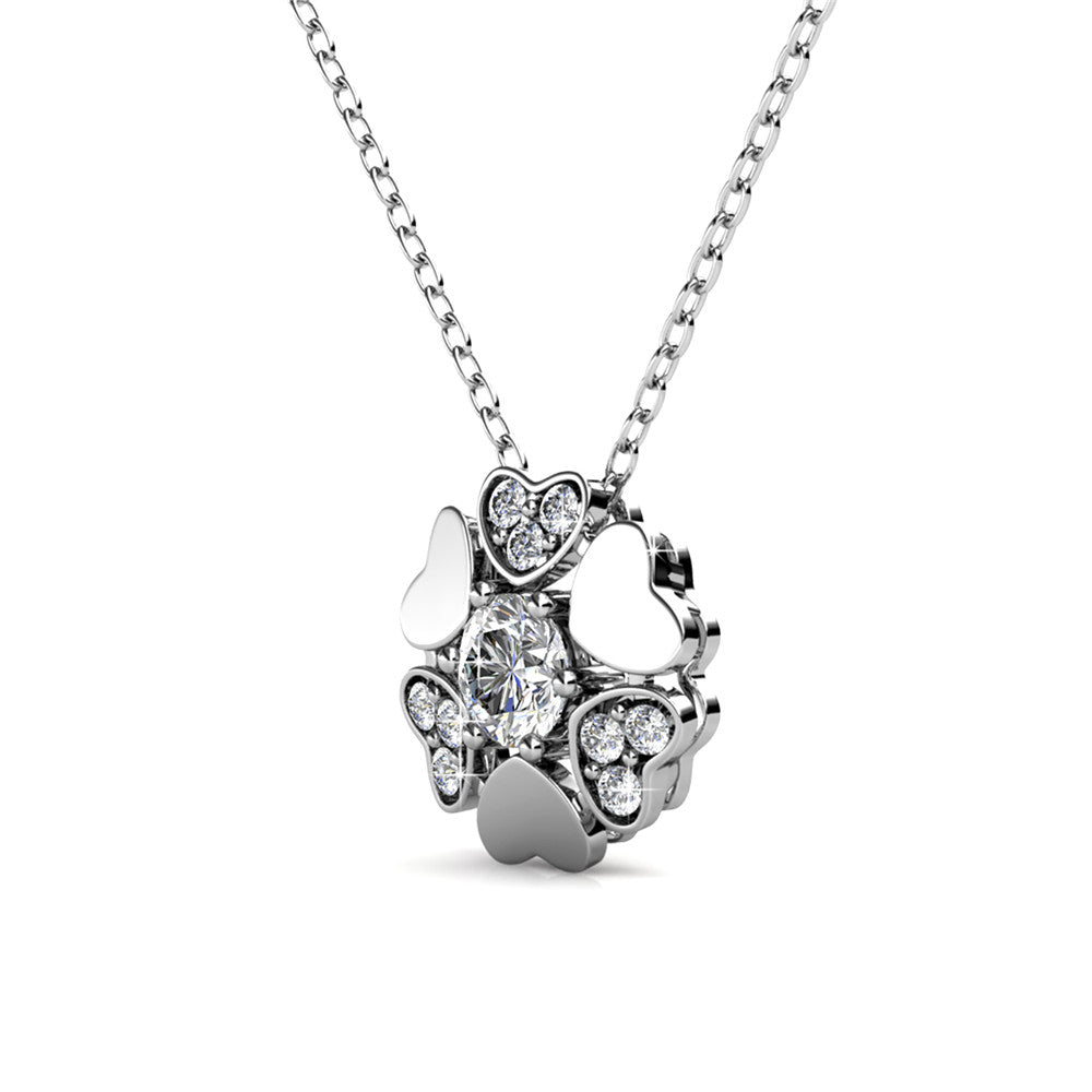Khloe 18k White Gold Heart Pendant Necklace with Round Cut Crystals