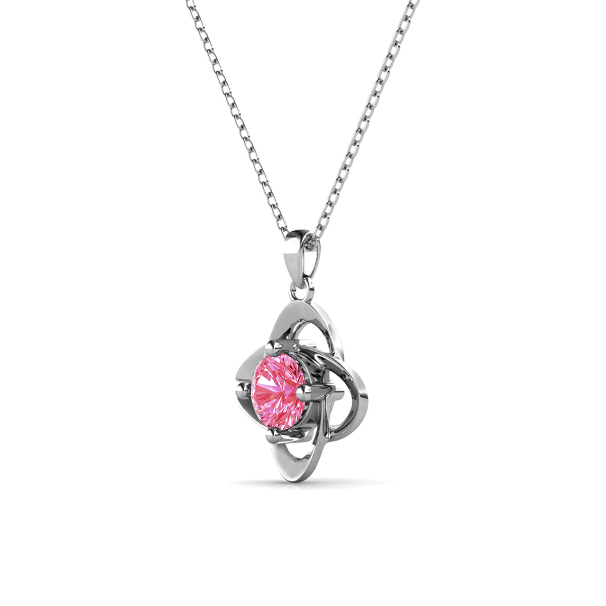 Infinity 18k White Gold Plated Birthstone Flower Necklace with Swarovski Crystal