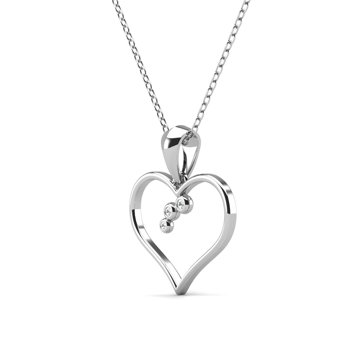 Valentina 18k White Gold Plated Silver Heart Necklace with Swarovski Crystals