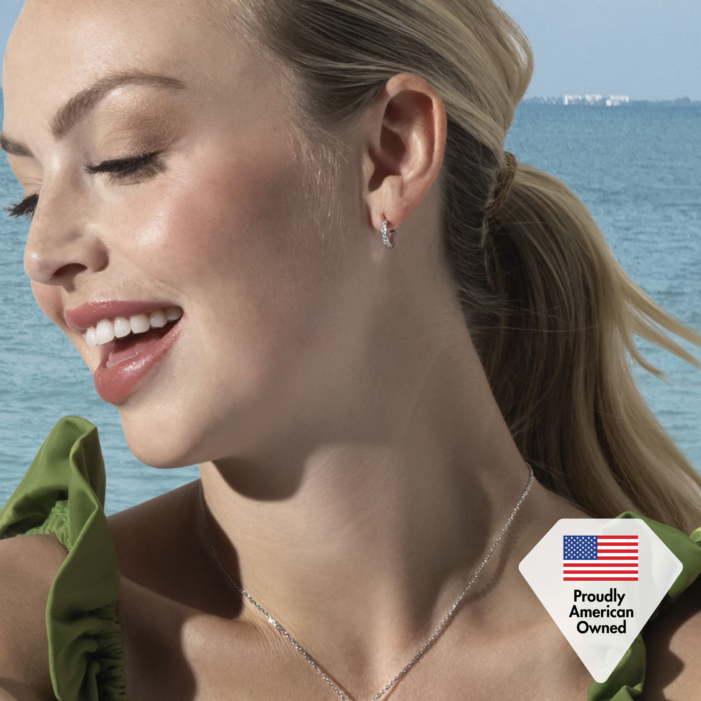 Skye 18k White Gold Plated 12mm Crystal Hoop Earrings with Swarovski Crystals