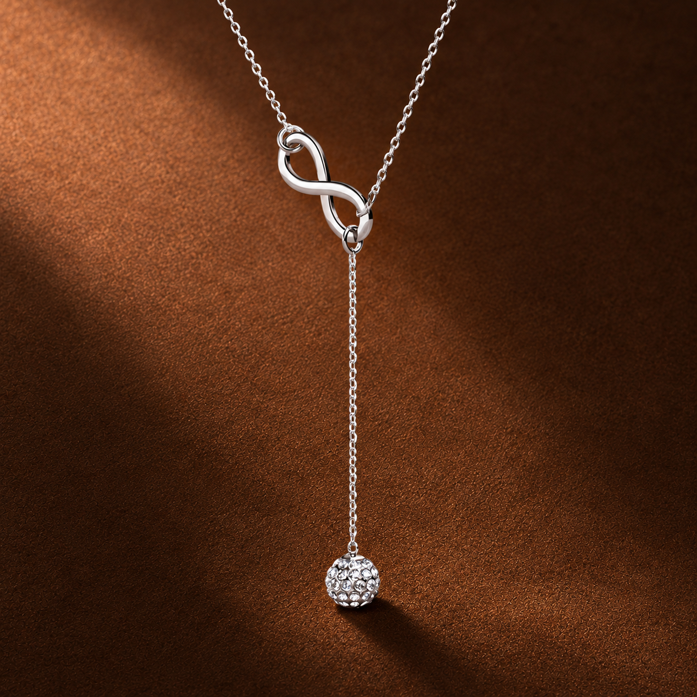 Sonya 18k White Gold Plated Silver Y-Necklace with Swarovski Crystals - Fab Fav