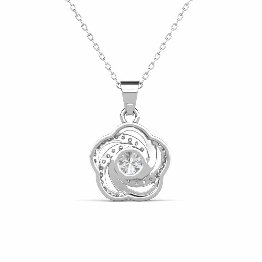 Stella 18k White Gold Plated Crystal Pendant Necklace with Simulated Diamond Crystals