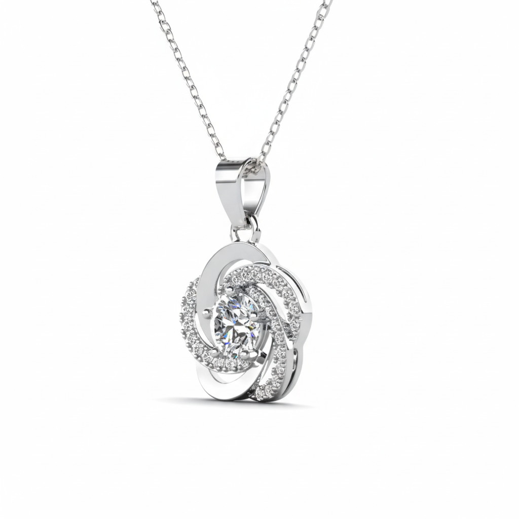 Stella 18k White Gold Plated Crystal Pendant Necklace with Simulated Diamond Crystals