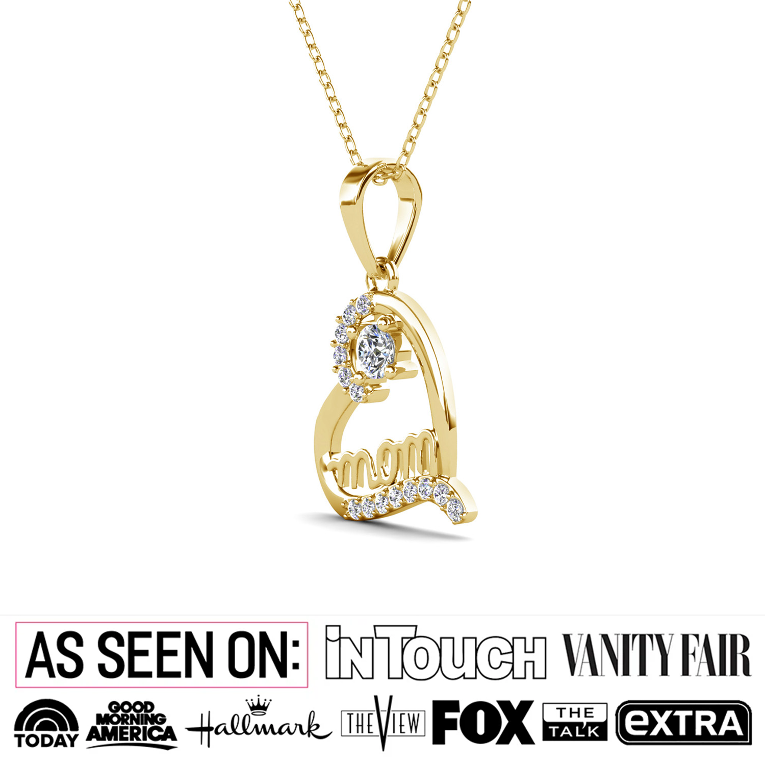 Thelma 18k White Gold Plated Mom Heart Necklace with Swarovski Crystals