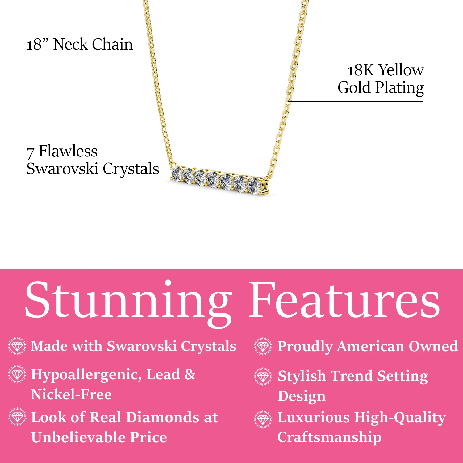 Lynn 18k White Gold Plated Necklace with Swarovski Crystals