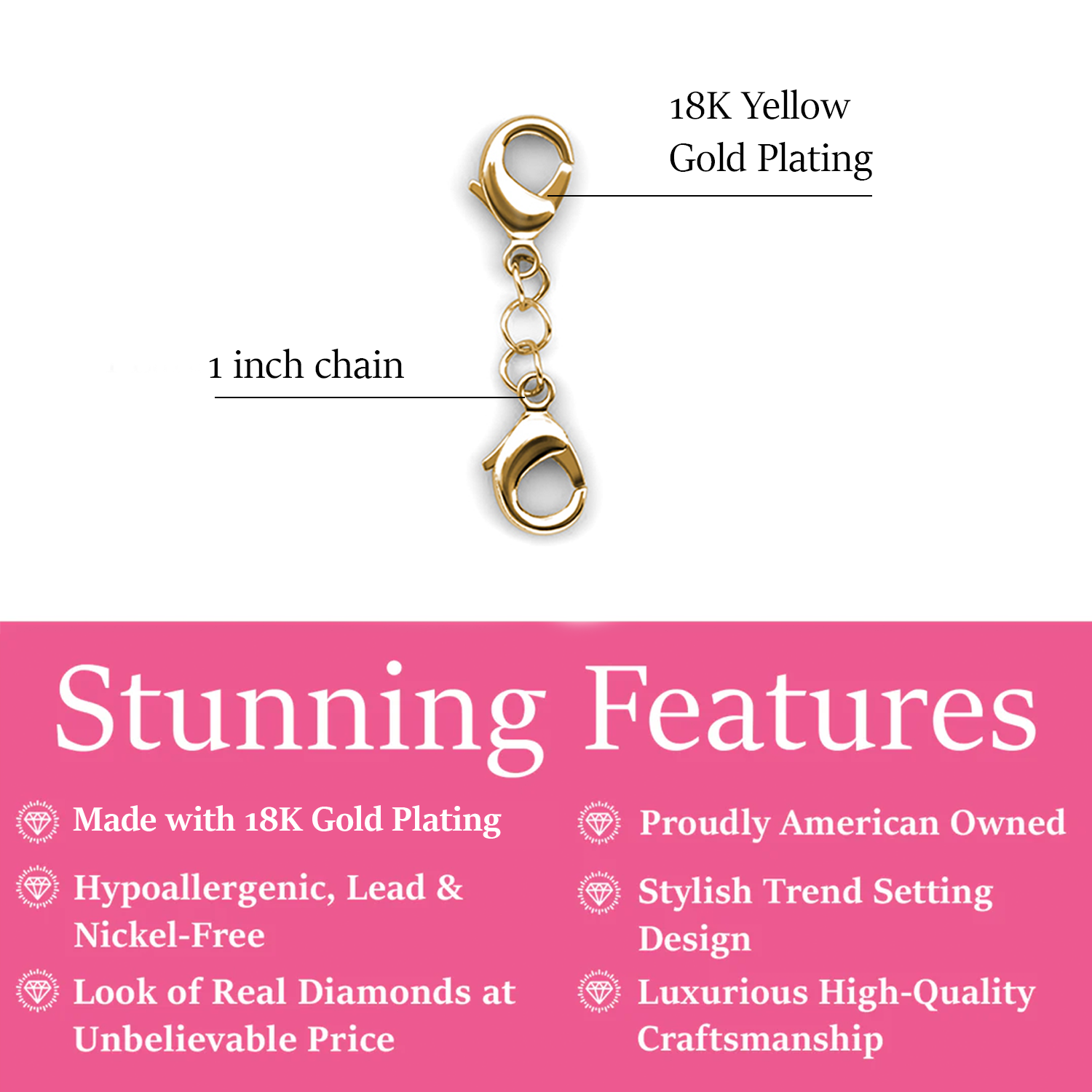 18k White Gold Plated Necklace Extenders