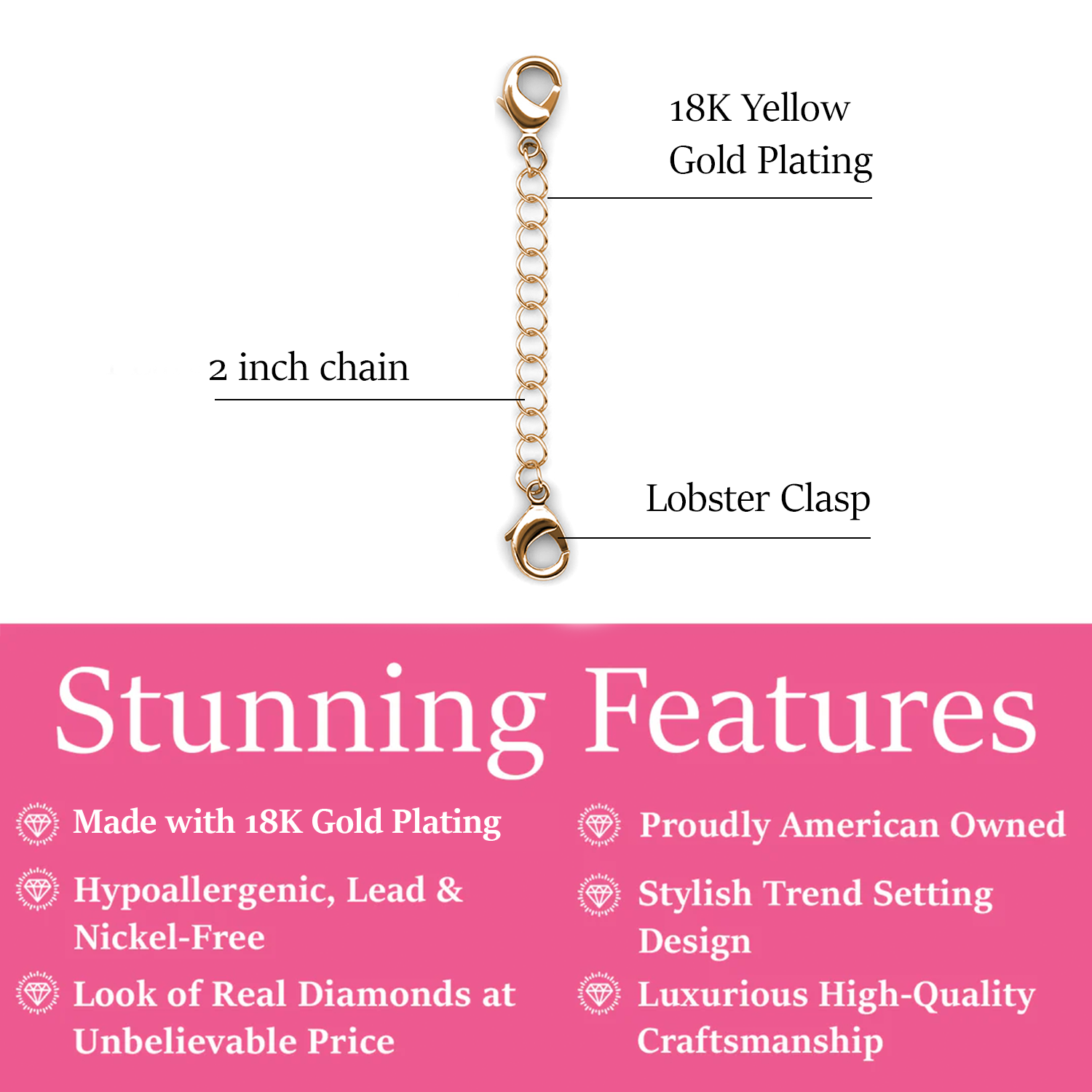 18k White Gold Plated Necklace Extenders