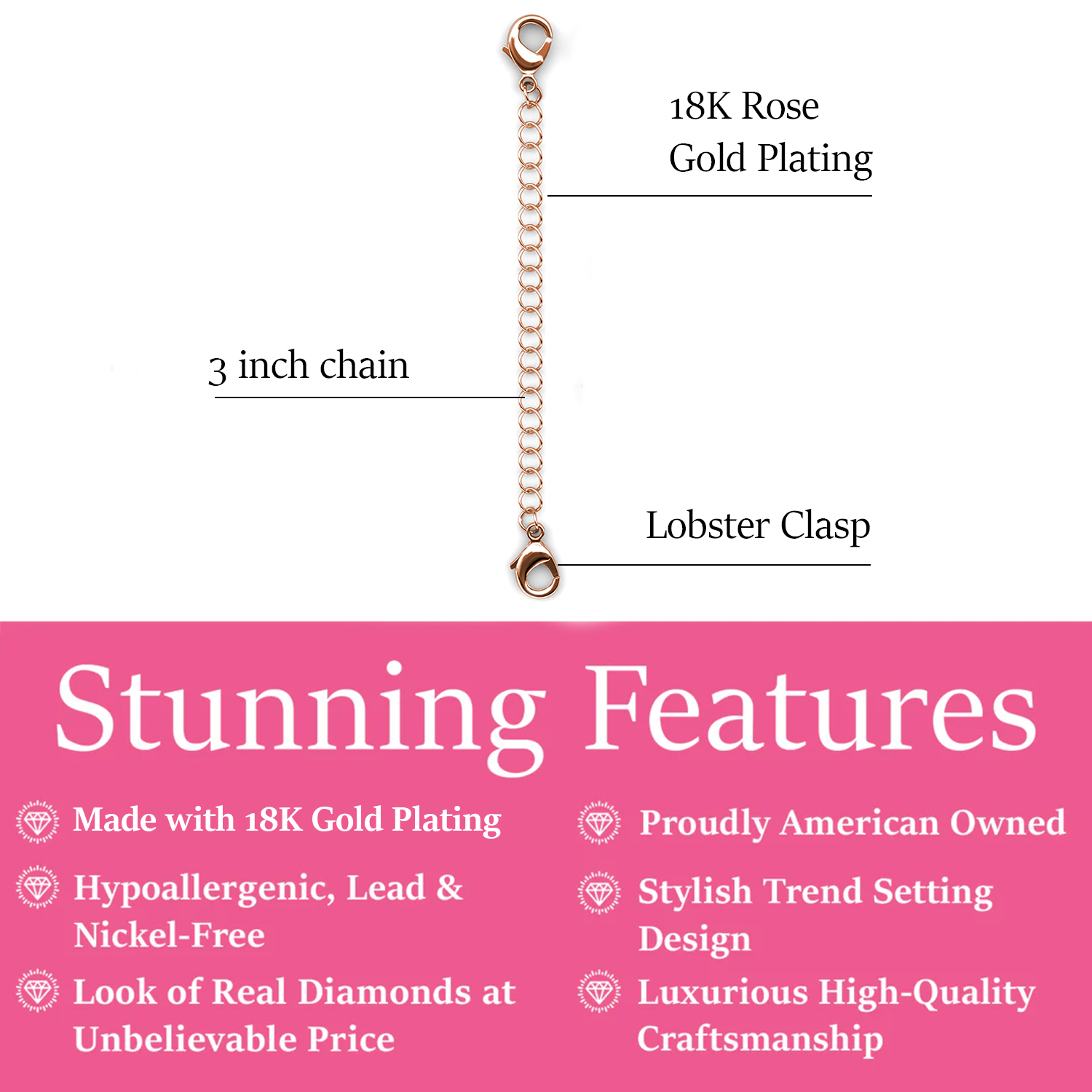 18k White Gold Plated Necklace Extenders