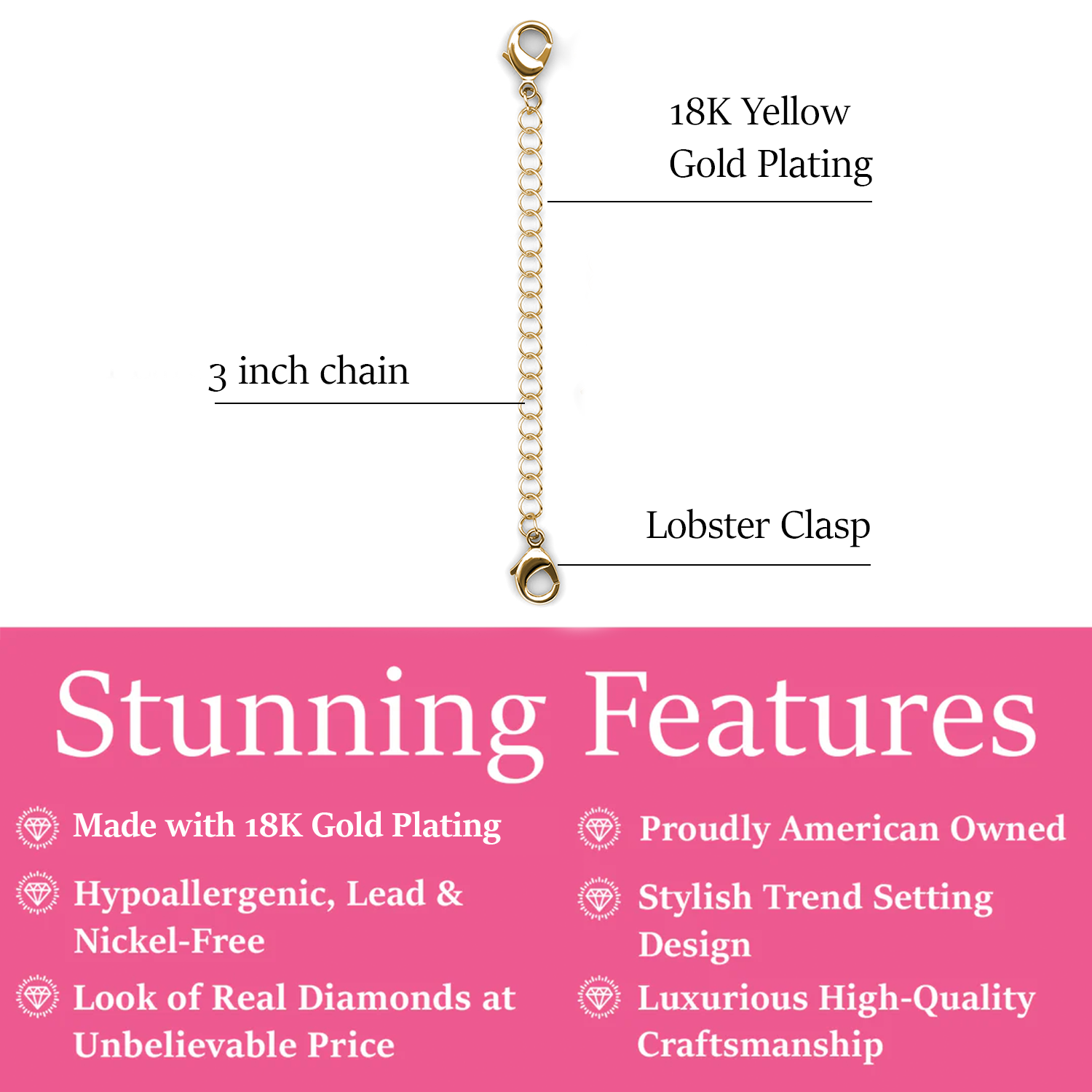 18k White Gold Plated Necklace Extenders