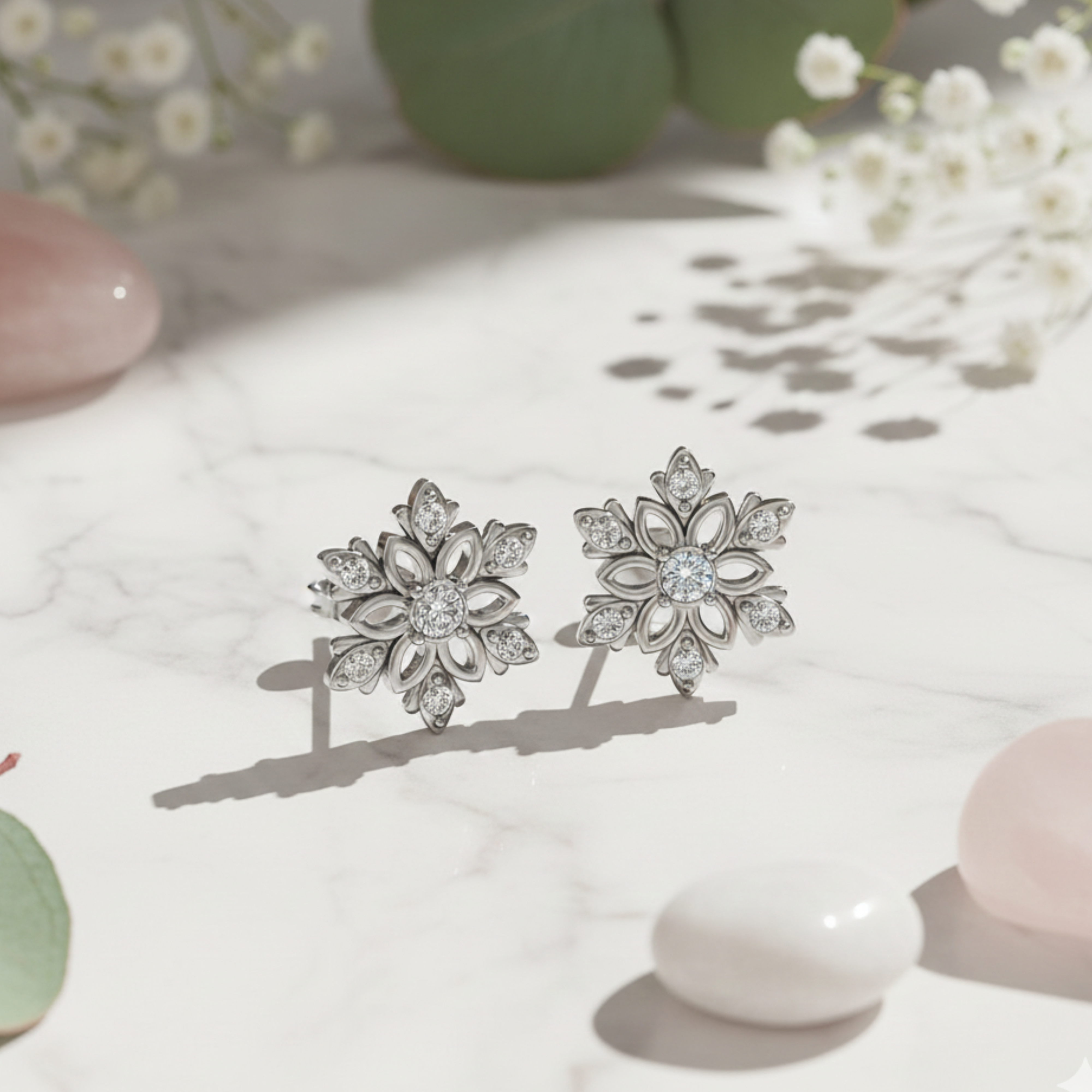 Sunny 18k White Gold Plated Crystal Stud Earrings with Swarovski Crystals - FAB FAV