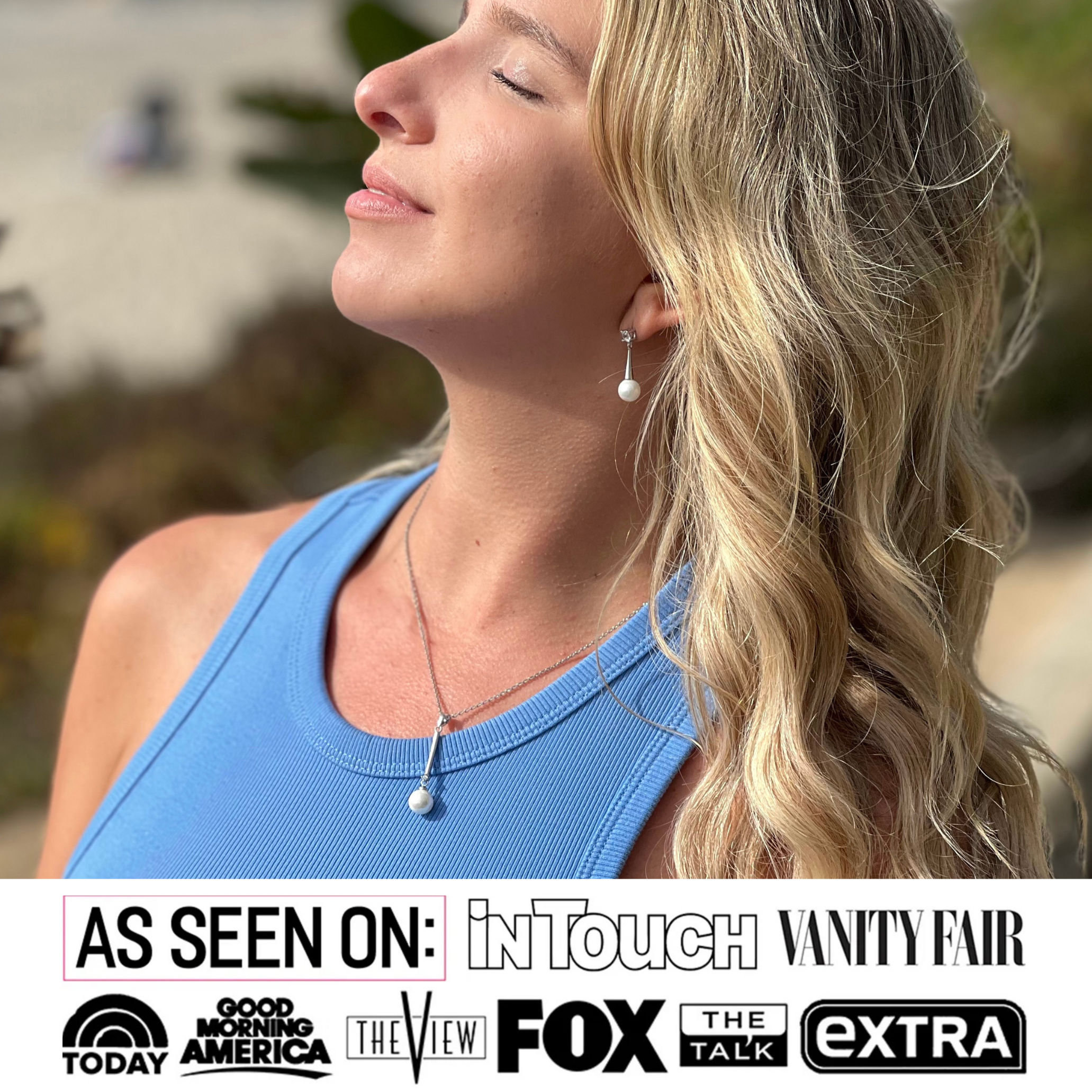 Tatum 18k White Gold Plated Pearl Necklace and Dangle Earrings Jewelry Set with Swarovski Crystals