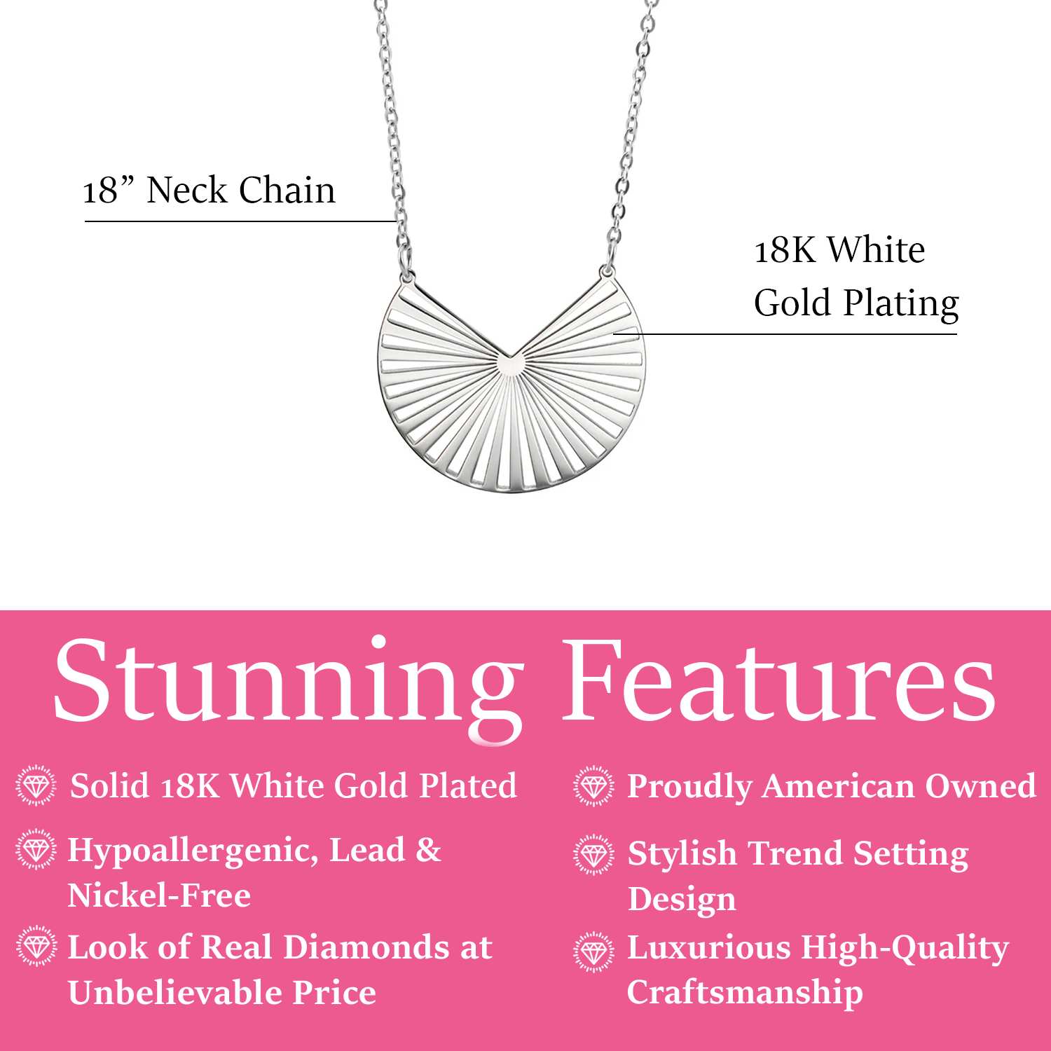 Taylor 18k White Gold Plated Stainless Steel Necklace