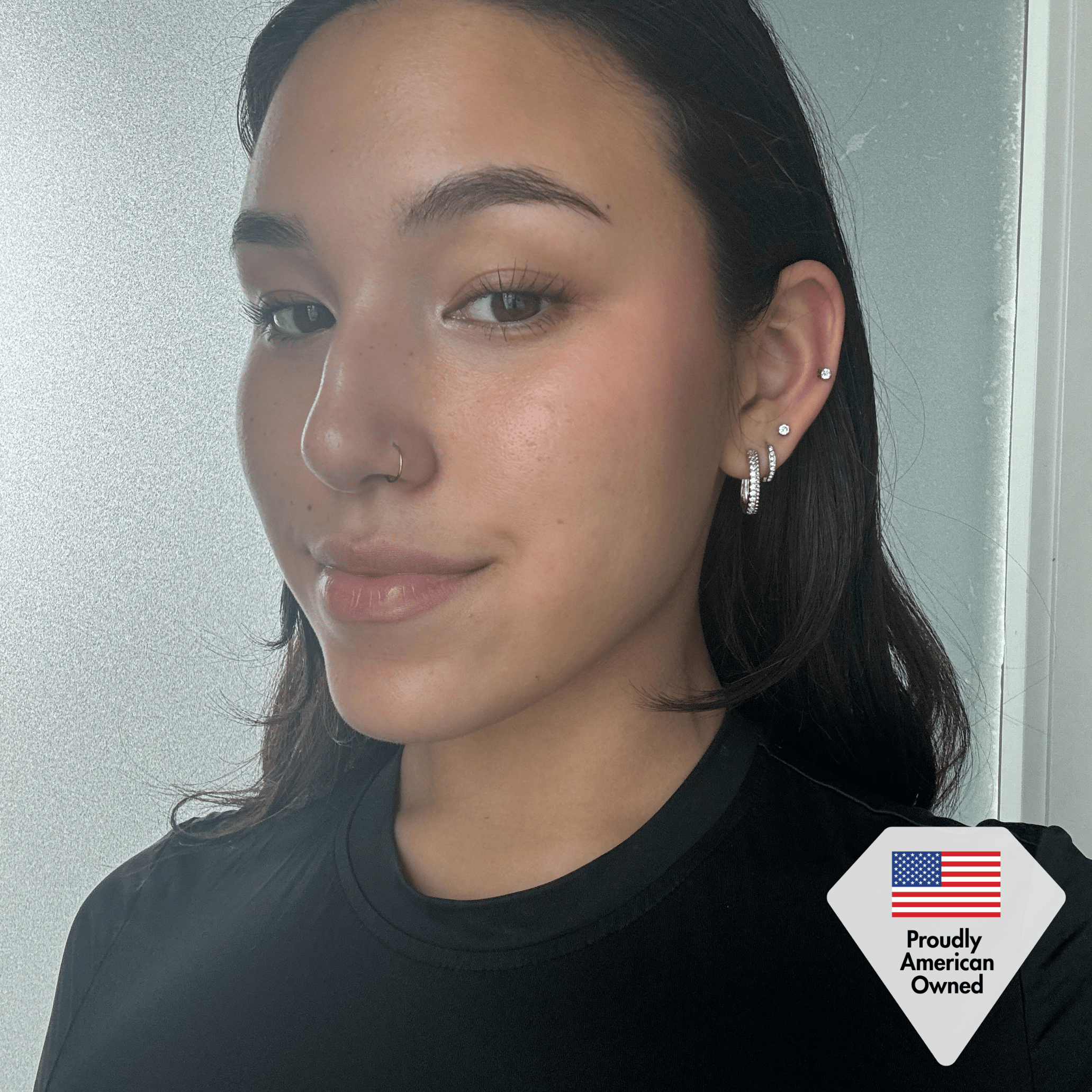 Teagan 18k White Gold Plated 19mm Hoop Earrings with Swarovski Crystals