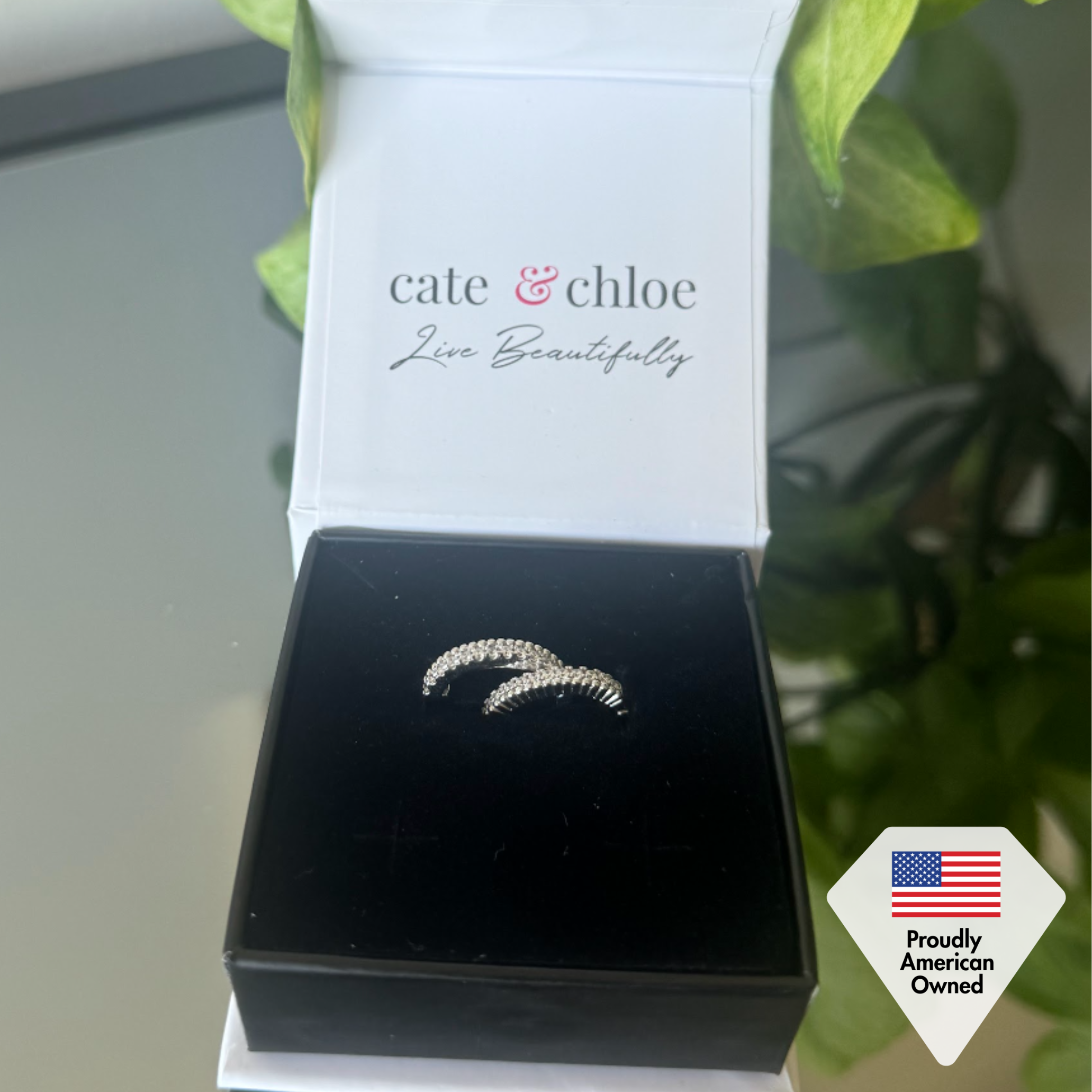 Teagan 18k White Gold Plated 19mm Hoop Earrings with Swarovski Crystals