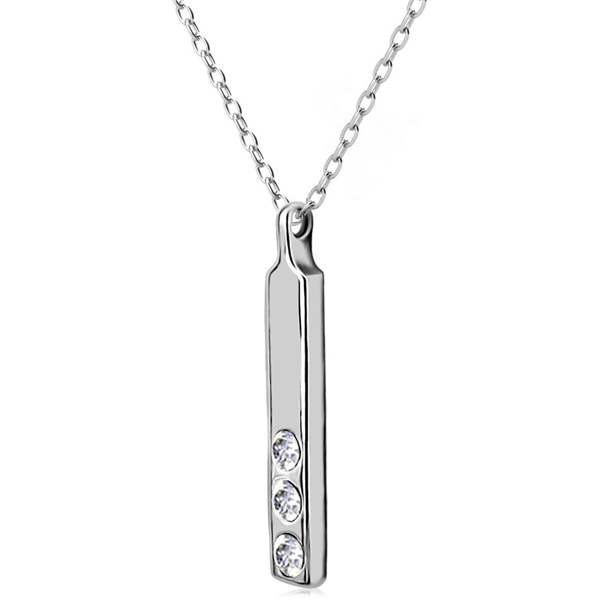 Tessa 18k White Gold Plated Bar Necklace with Swarovski Crystals