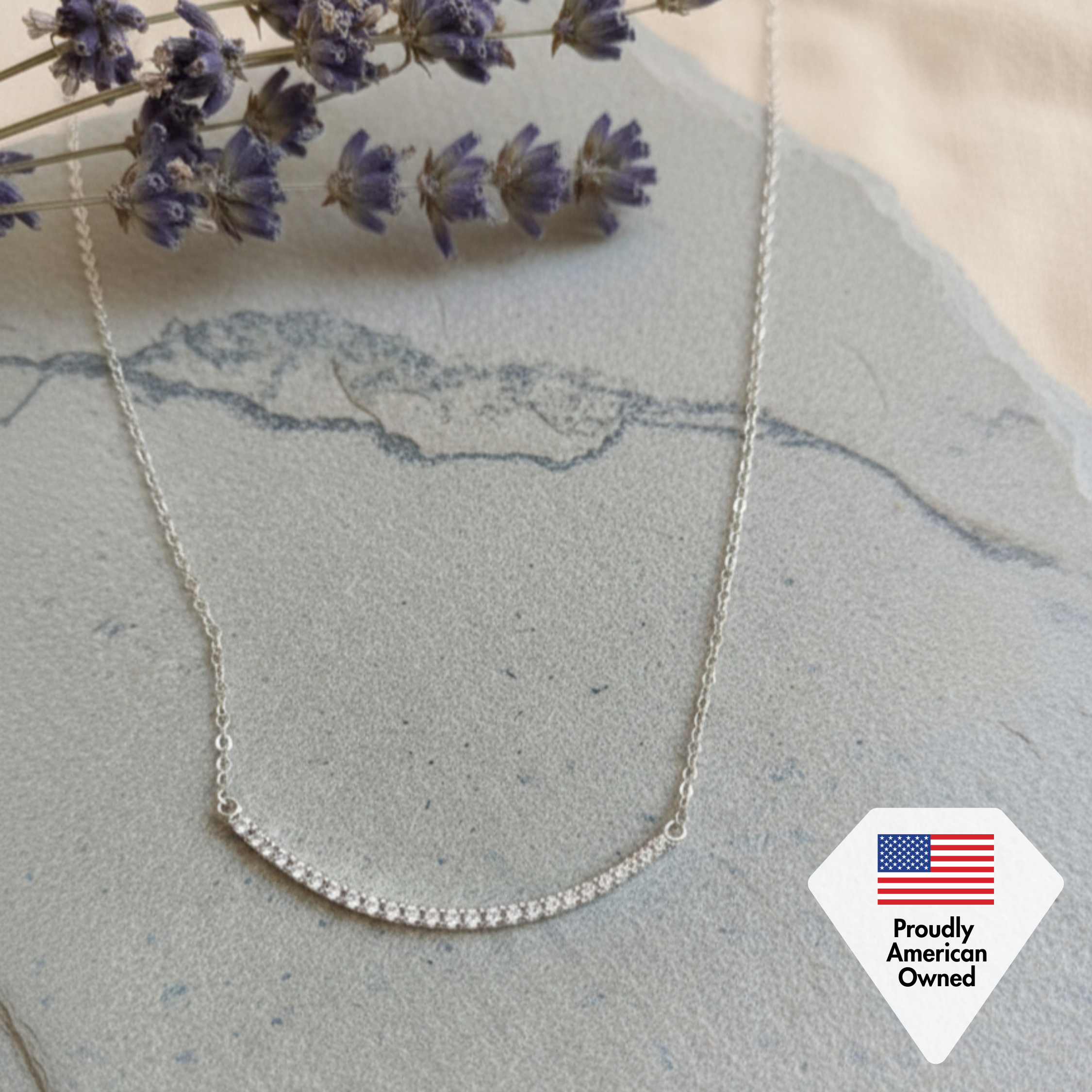 Tiana 18k White Gold Plated Linear Pendant Necklace with Swarovski Crystals