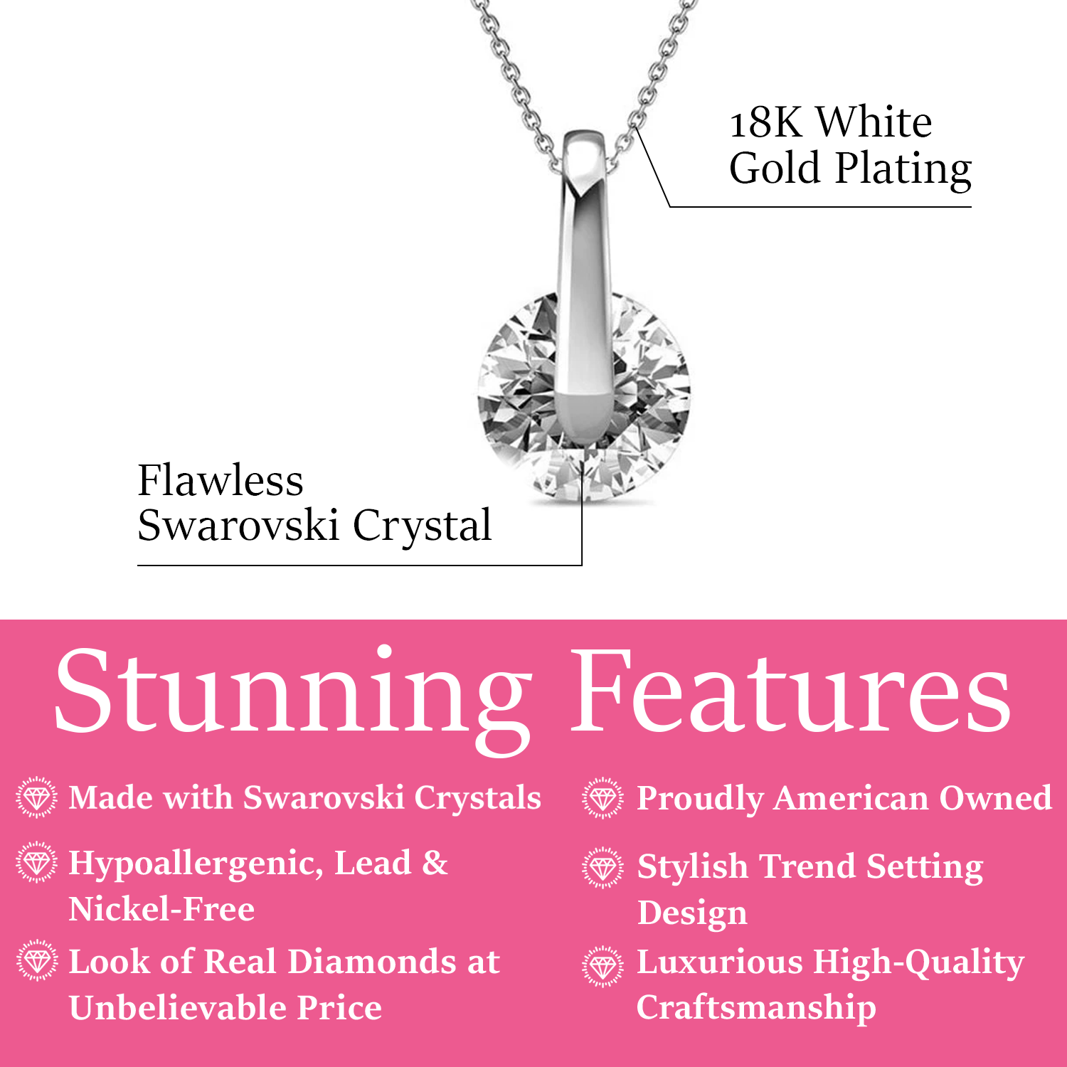 Tina 18k White Gold Plated Necklace with Swarovski Crystals