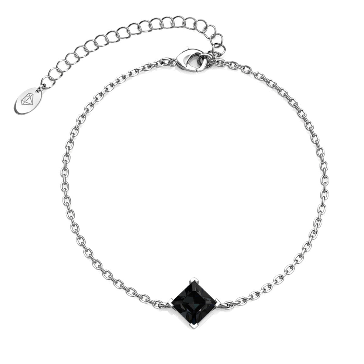 Samantha 18k White Gold Plated Bracelet with Black Crystal