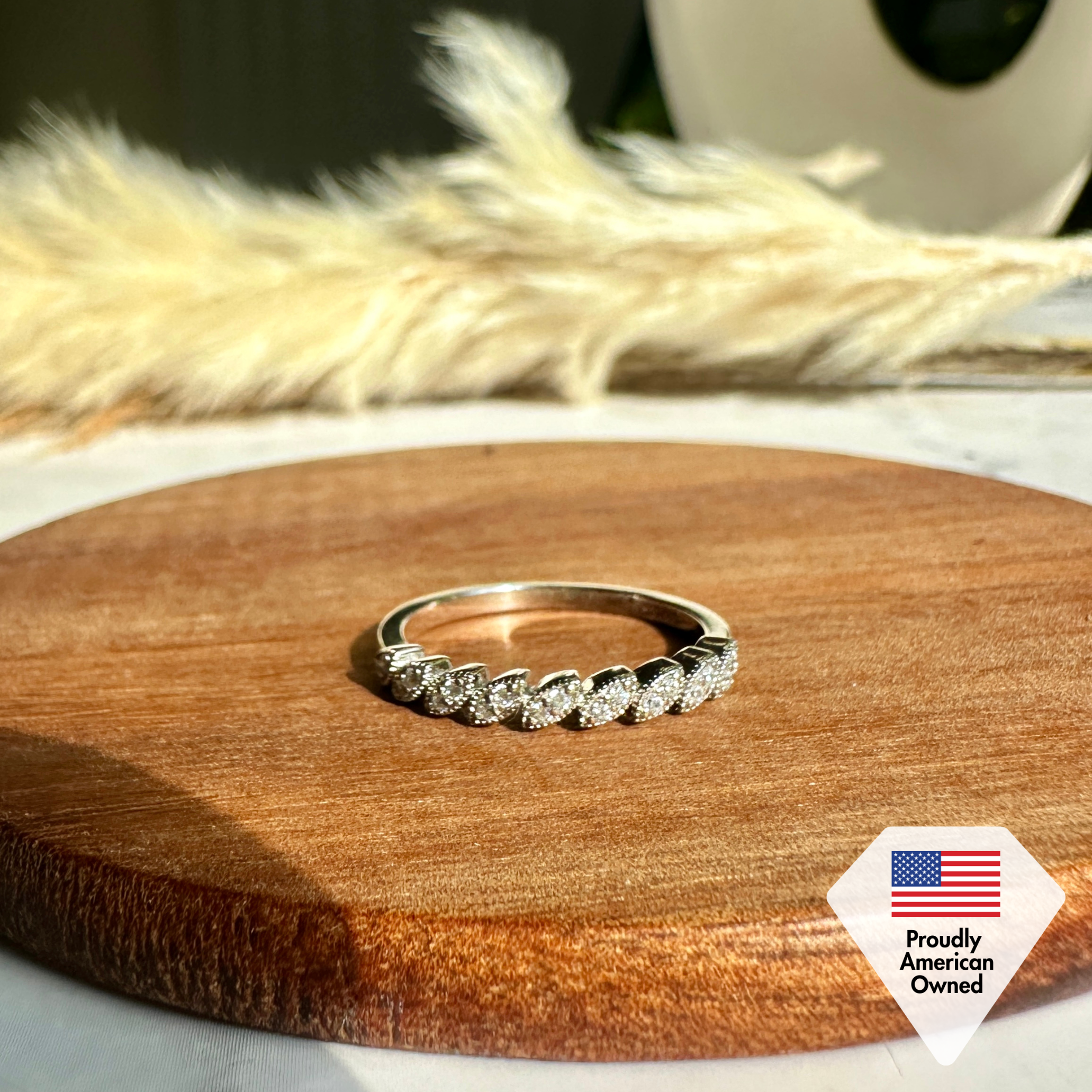 Tori 18k White Gold Plated Ring with Round Cut Swarovski Crystals