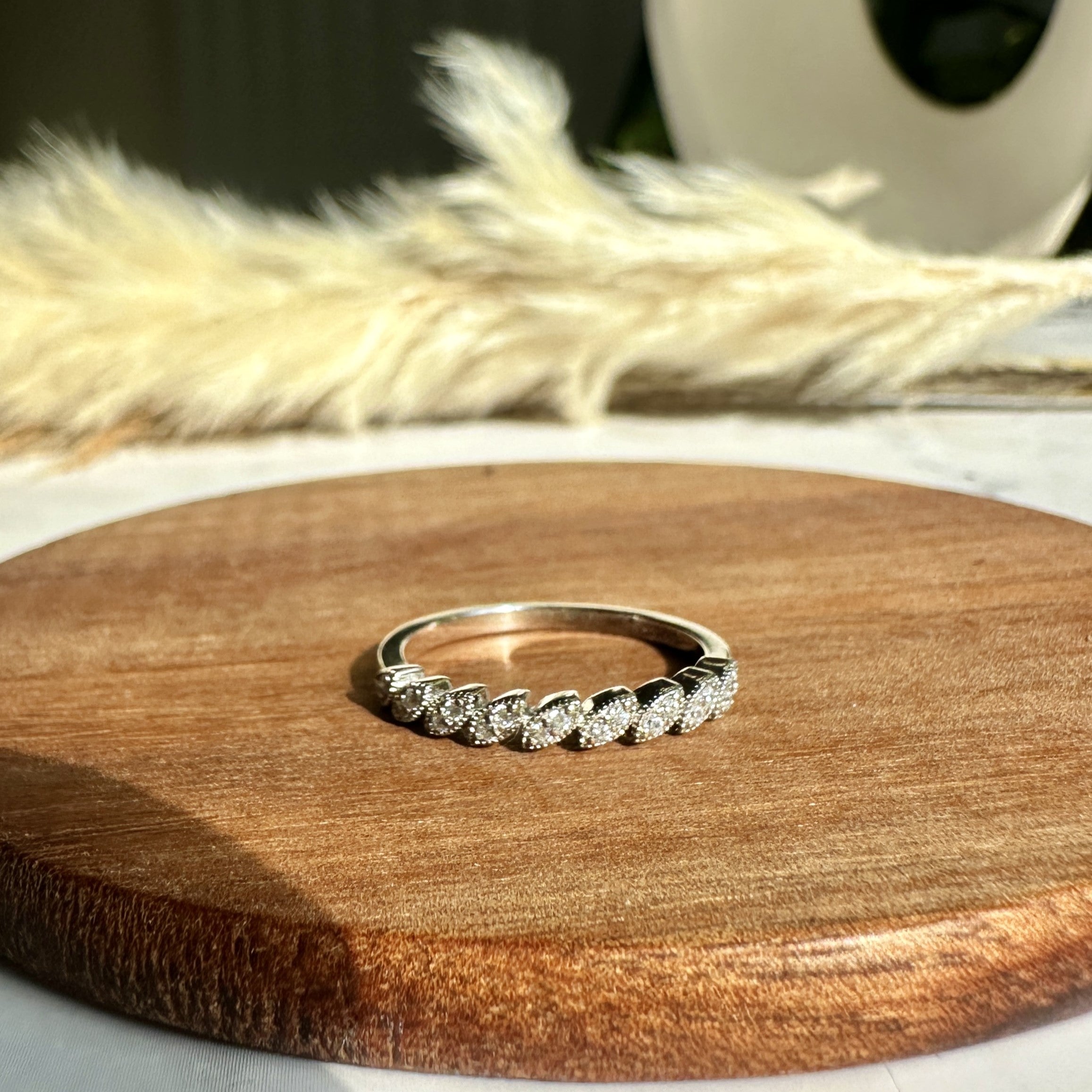 Tori 18k White Gold Plated Ring with Round Cut Swarovski Crystals