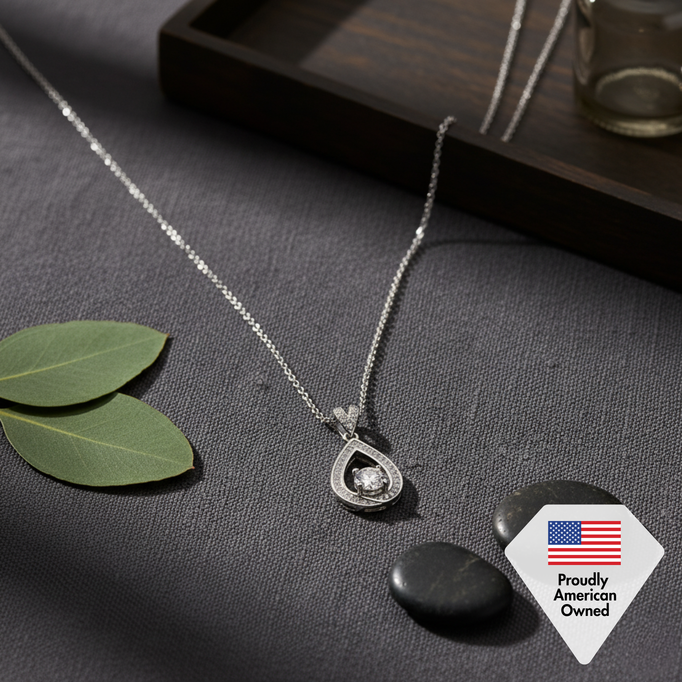 Arabella 18k White Gold Plated Teardrop Necklace with Simulated Diamond Crystals