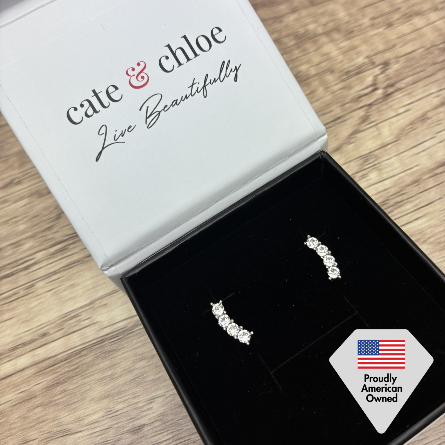 Aubree 18k White Gold Plated Drop Stud Earrings with Swarovski Crystals