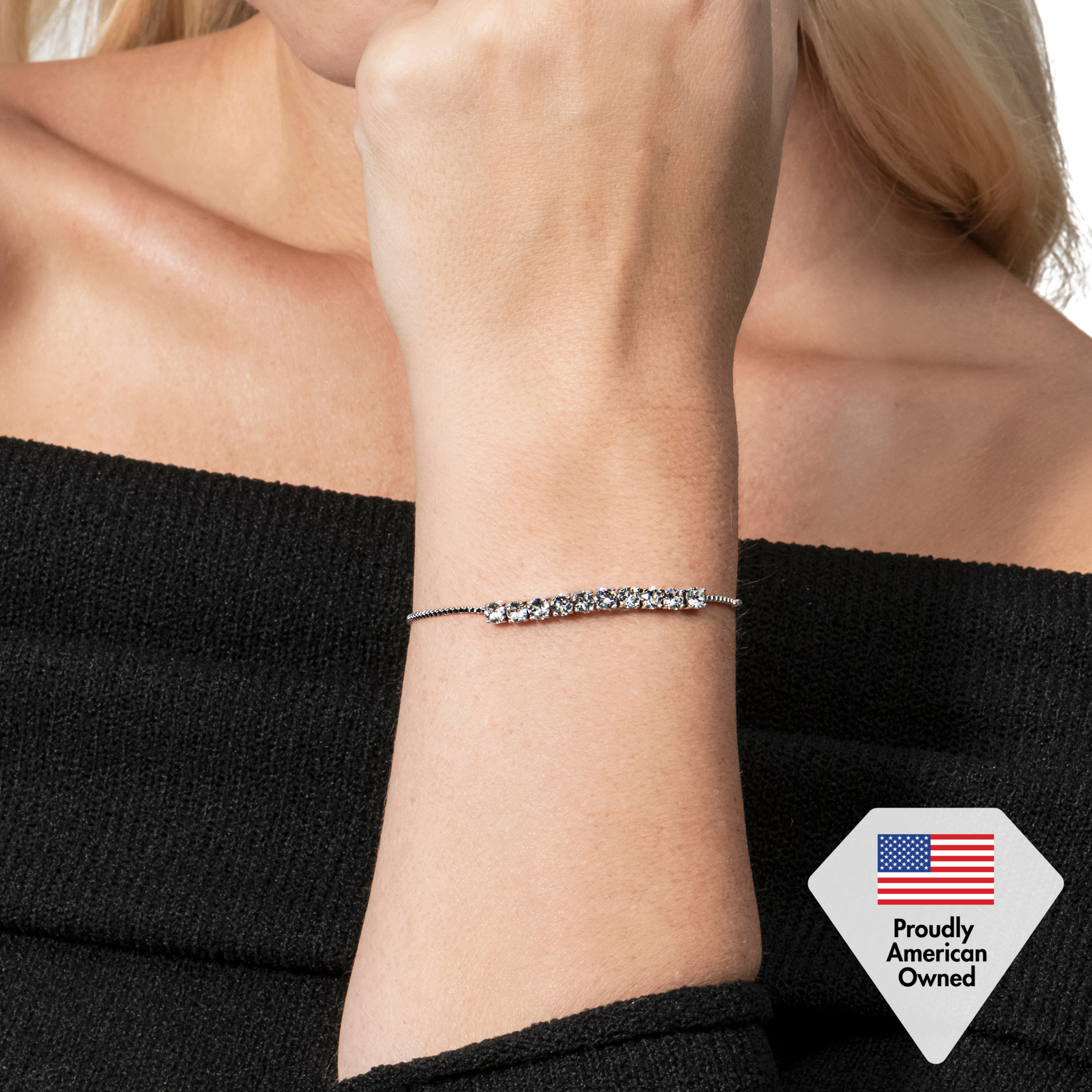 Cameron 18k White Gold Plated Bracelet with Swarovski Crystals