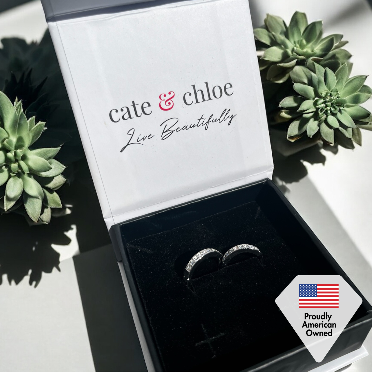 Lydia 18k White Gold Plated 16mm Hoop Earrings with Swarovski Crystals